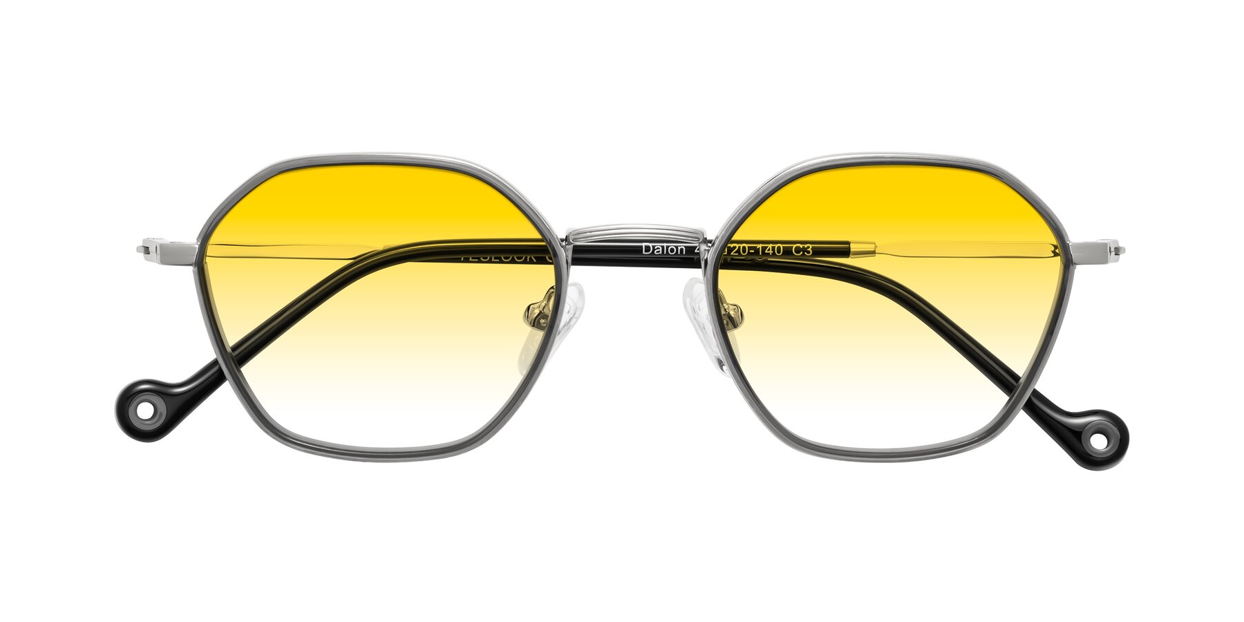 Folded Front of Dalon in Gray/Silver with Yellow Gradient Lenses