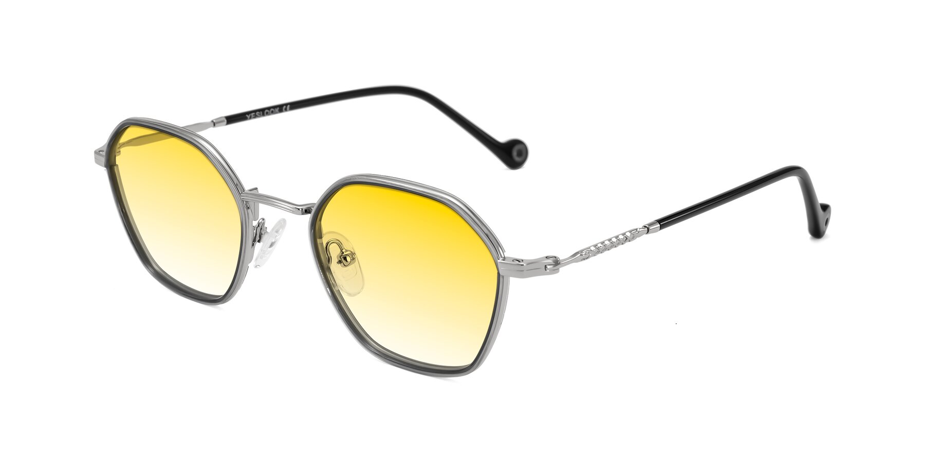 Angle of Dalon in Gray/Silver with Yellow Gradient Lenses