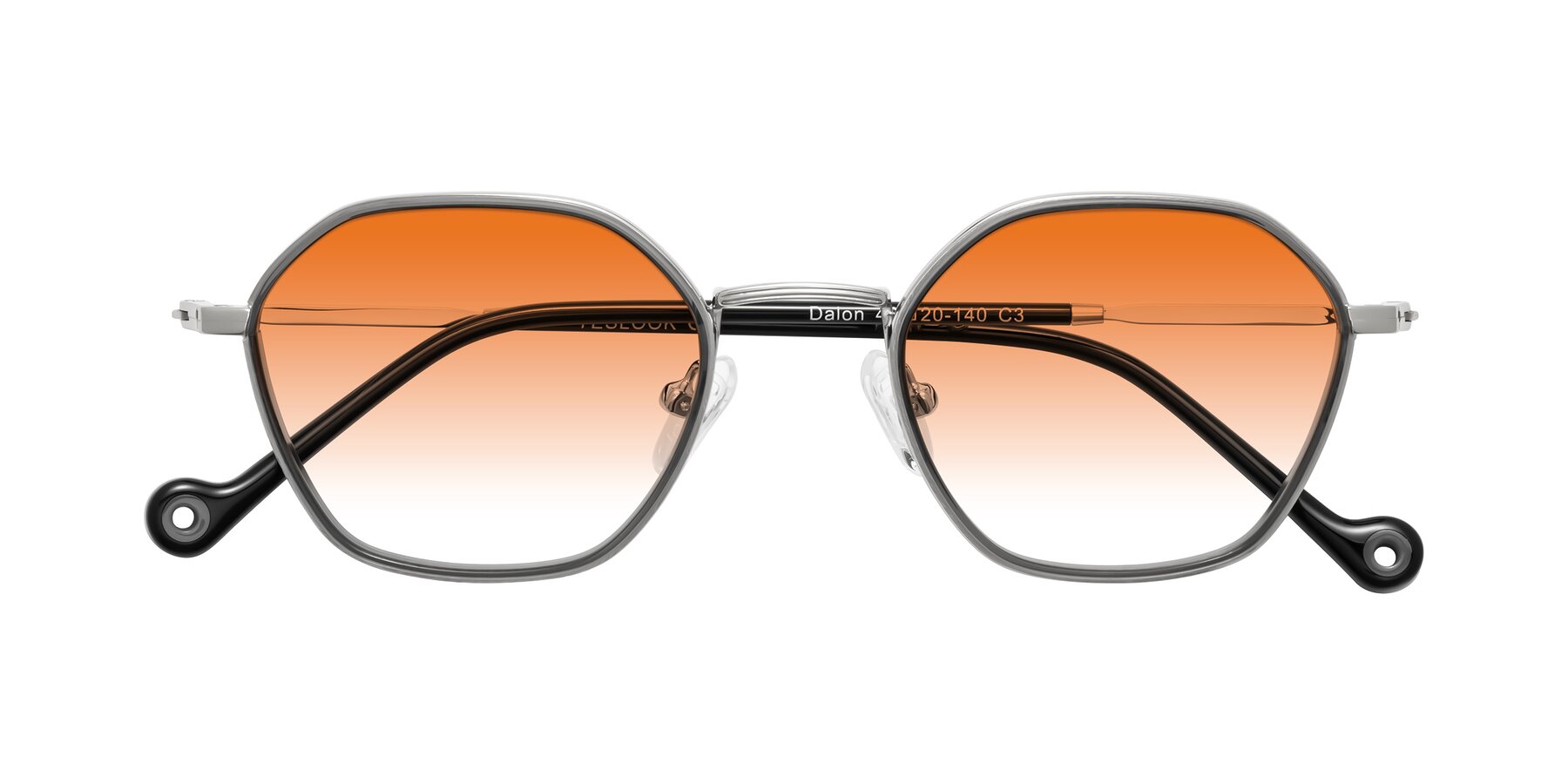 Folded Front of Dalon in Gray/Silver with Orange Gradient Lenses