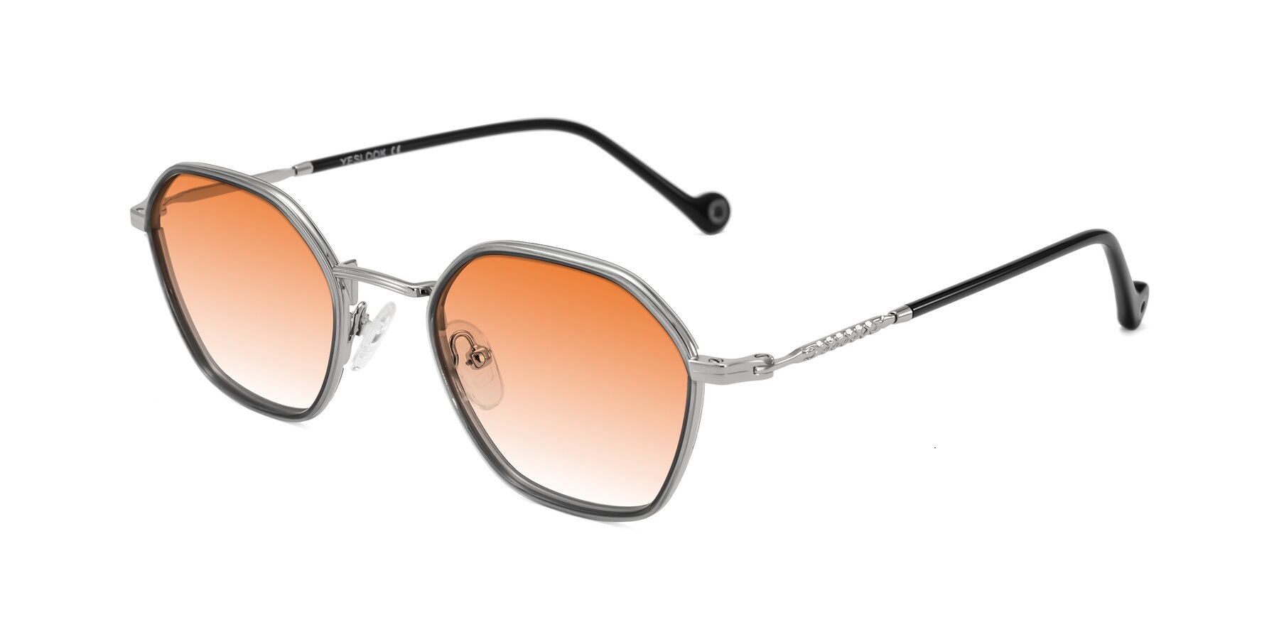 Angle of Dalon in Gray/Silver with Orange Gradient Lenses