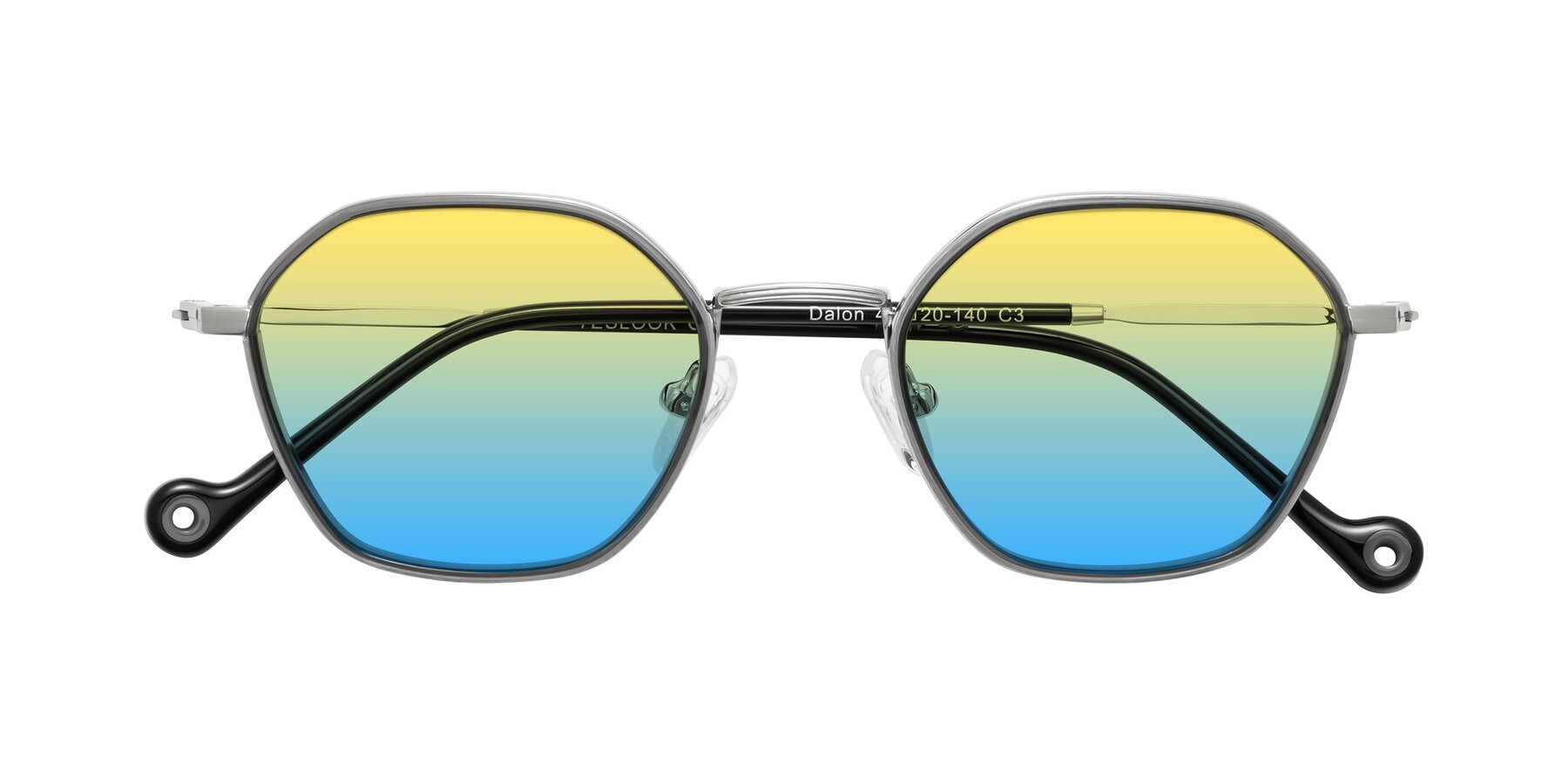 Folded Front of Dalon in Gray/Silver with Yellow / Blue Gradient Lenses