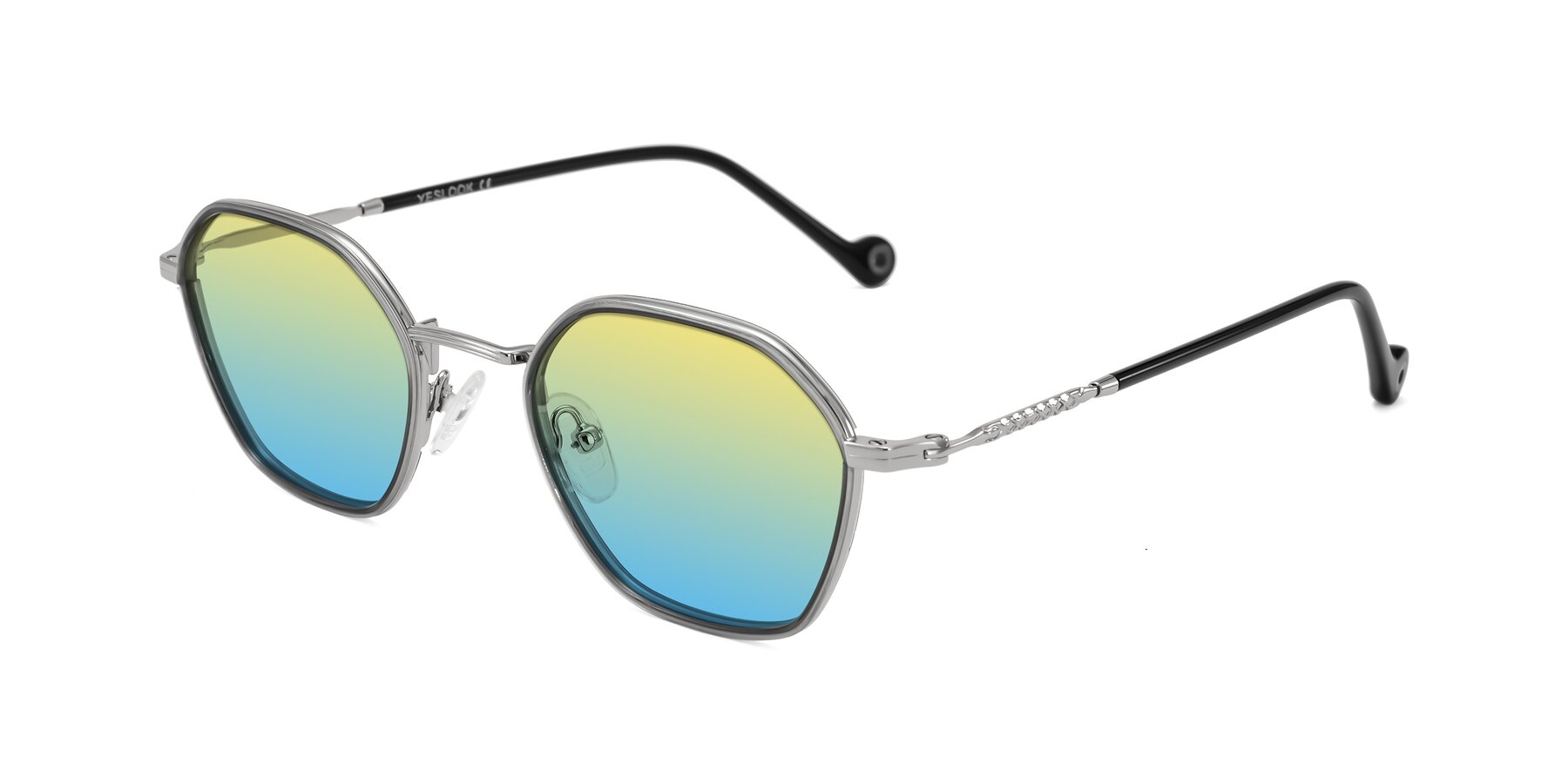 Angle of Dalon in Gray/Silver with Yellow / Blue Gradient Lenses