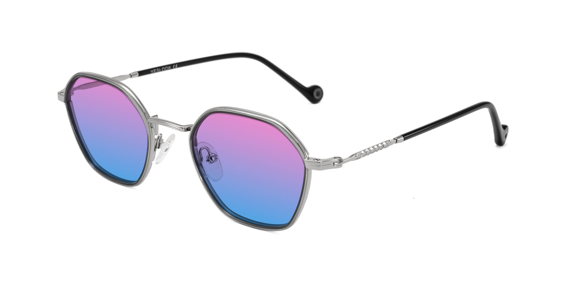Angle of Dalon in Gray/Silver with Pink / Blue Gradient Lenses
