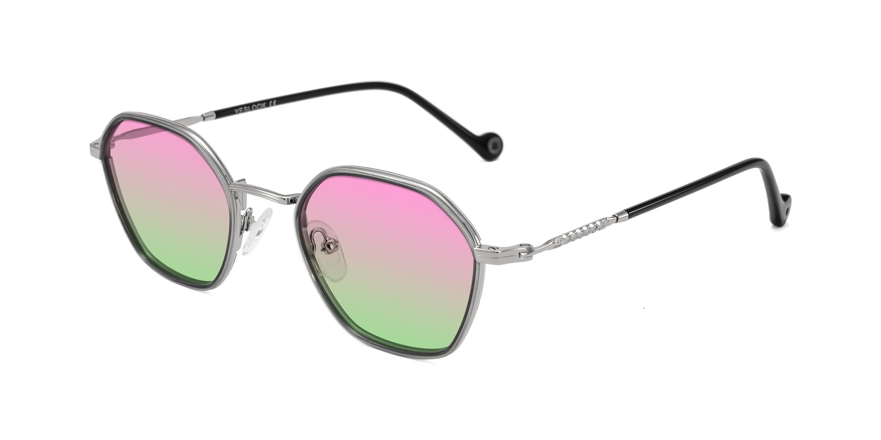 Angle of Dalon in Gray/Silver with Pink / Green Gradient Lenses