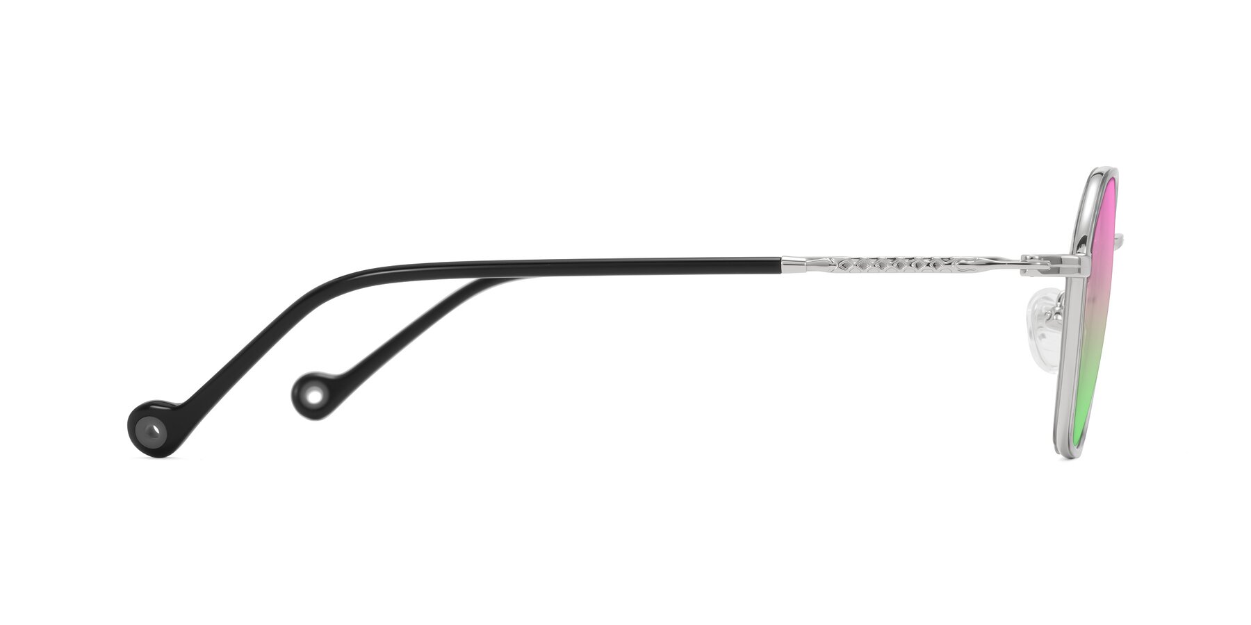 Side of Dalon in Gray/Silver with Pink / Green Gradient Lenses