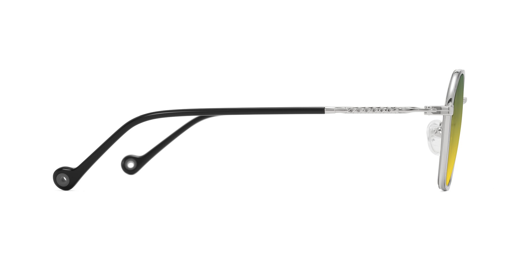 Side of Dalon in Gray/Silver with Green / Yellow Gradient Lenses