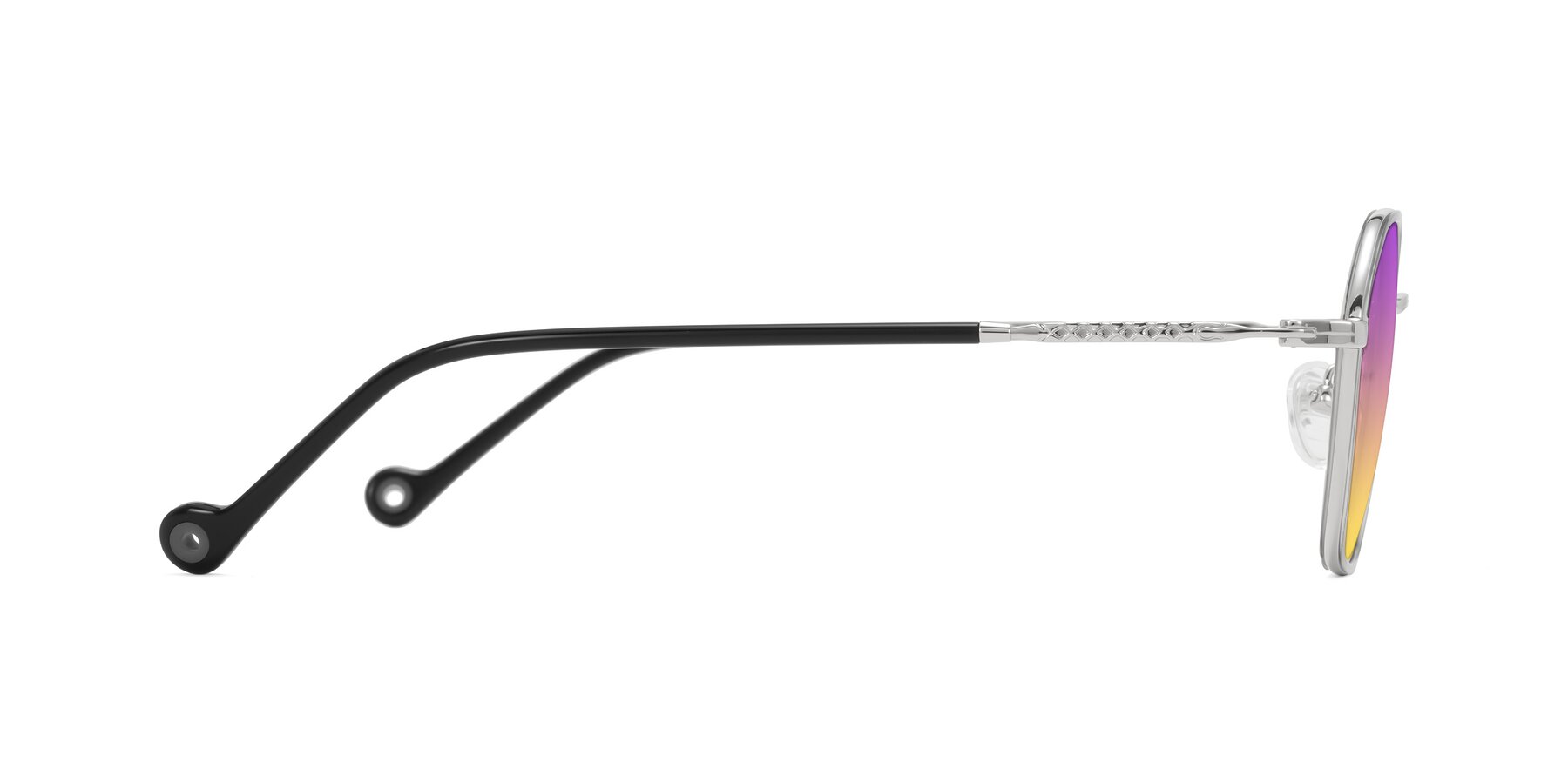 Side of Dalon in Gray/Silver with Purple / Yellow Gradient Lenses