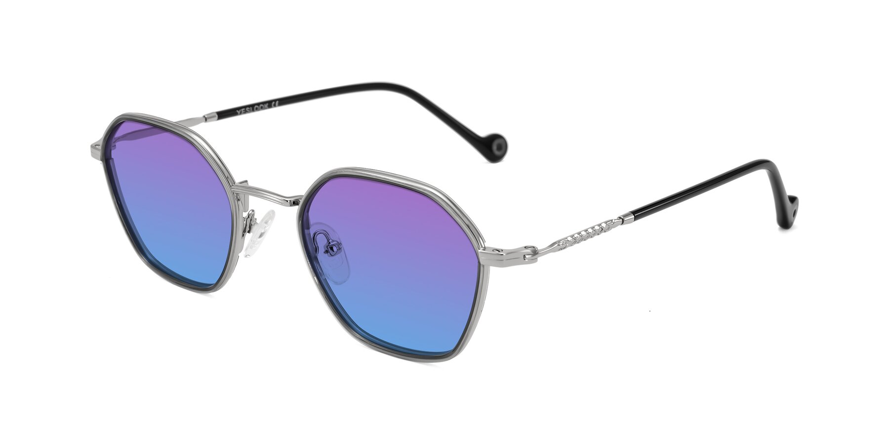 Angle of Dalon in Gray/Silver with Purple / Blue Gradient Lenses
