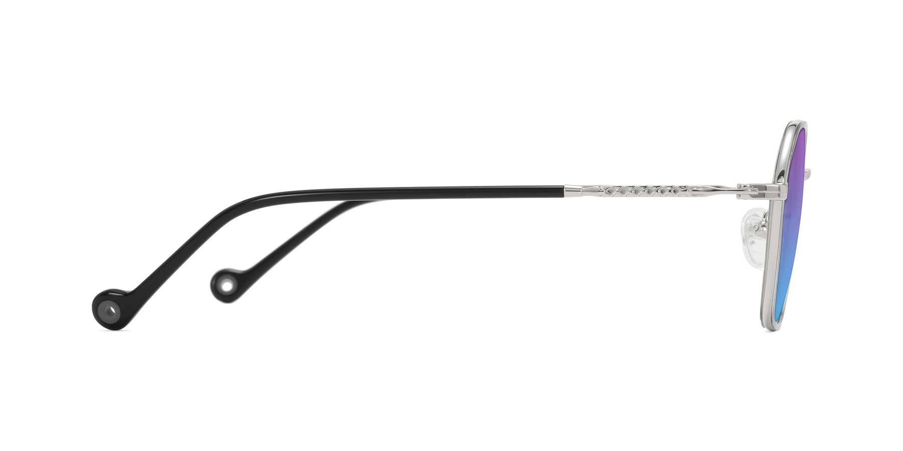 Side of Dalon in Gray/Silver with Purple / Blue Gradient Lenses