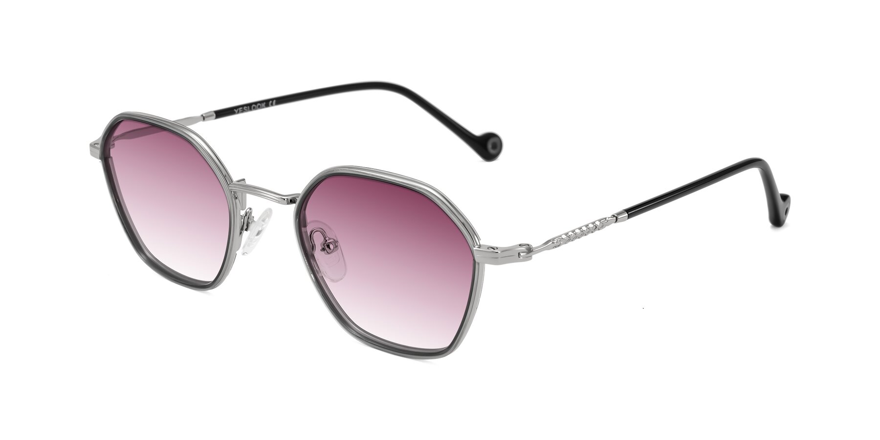 Angle of Dalon in Gray/Silver with Wine Gradient Lenses