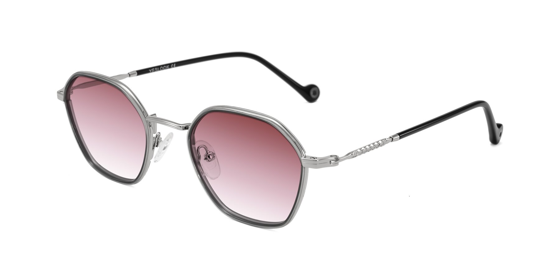 Angle of Dalon in Gray/Silver with Garnet Gradient Lenses