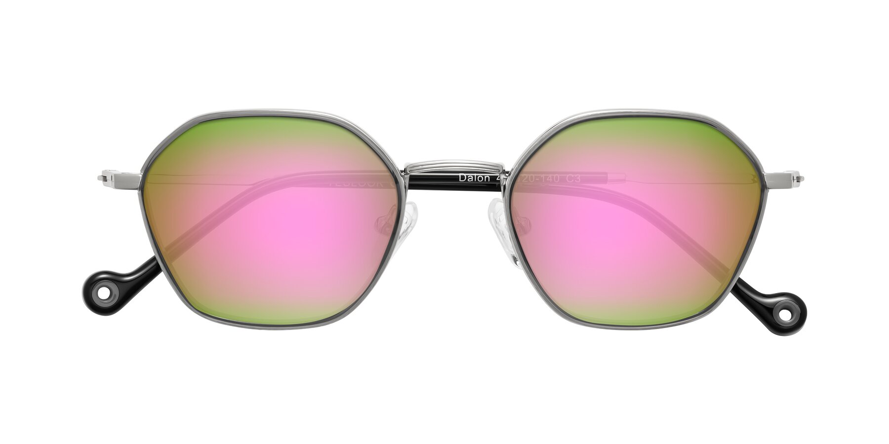 Folded Front of Dalon in Gray/Silver with Pink Mirrored Lenses