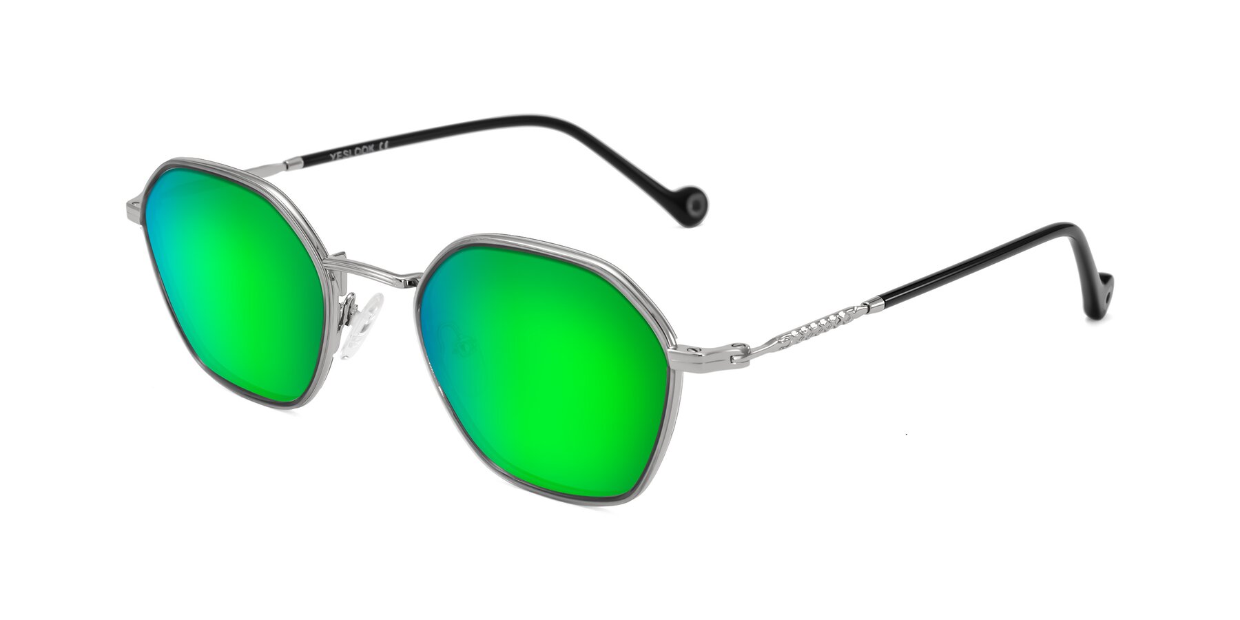 Angle of Dalon in Gray/Silver with Green Mirrored Lenses