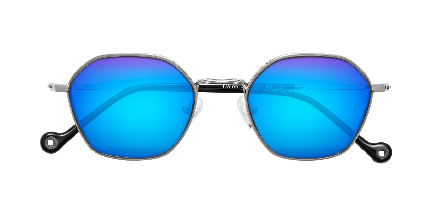 Folded Front of Dalon in Gray/Silver with Blue Mirrored Lenses