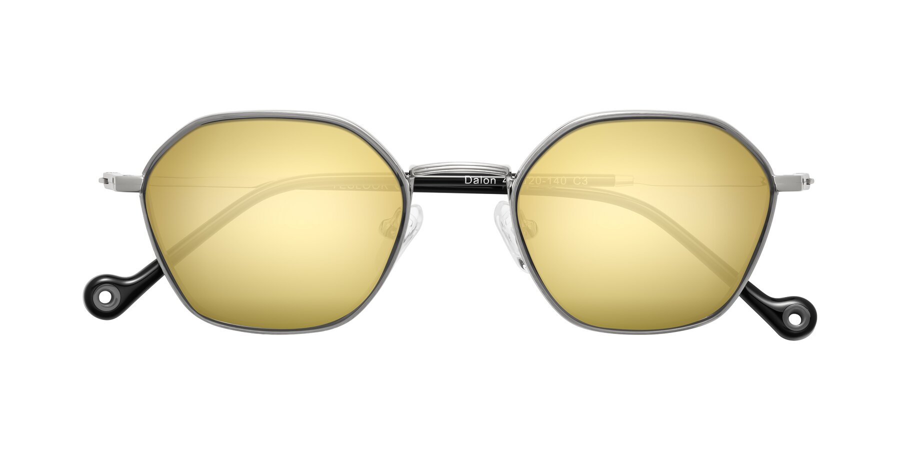 Folded Front of Dalon in Gray/Silver with Gold Mirrored Lenses