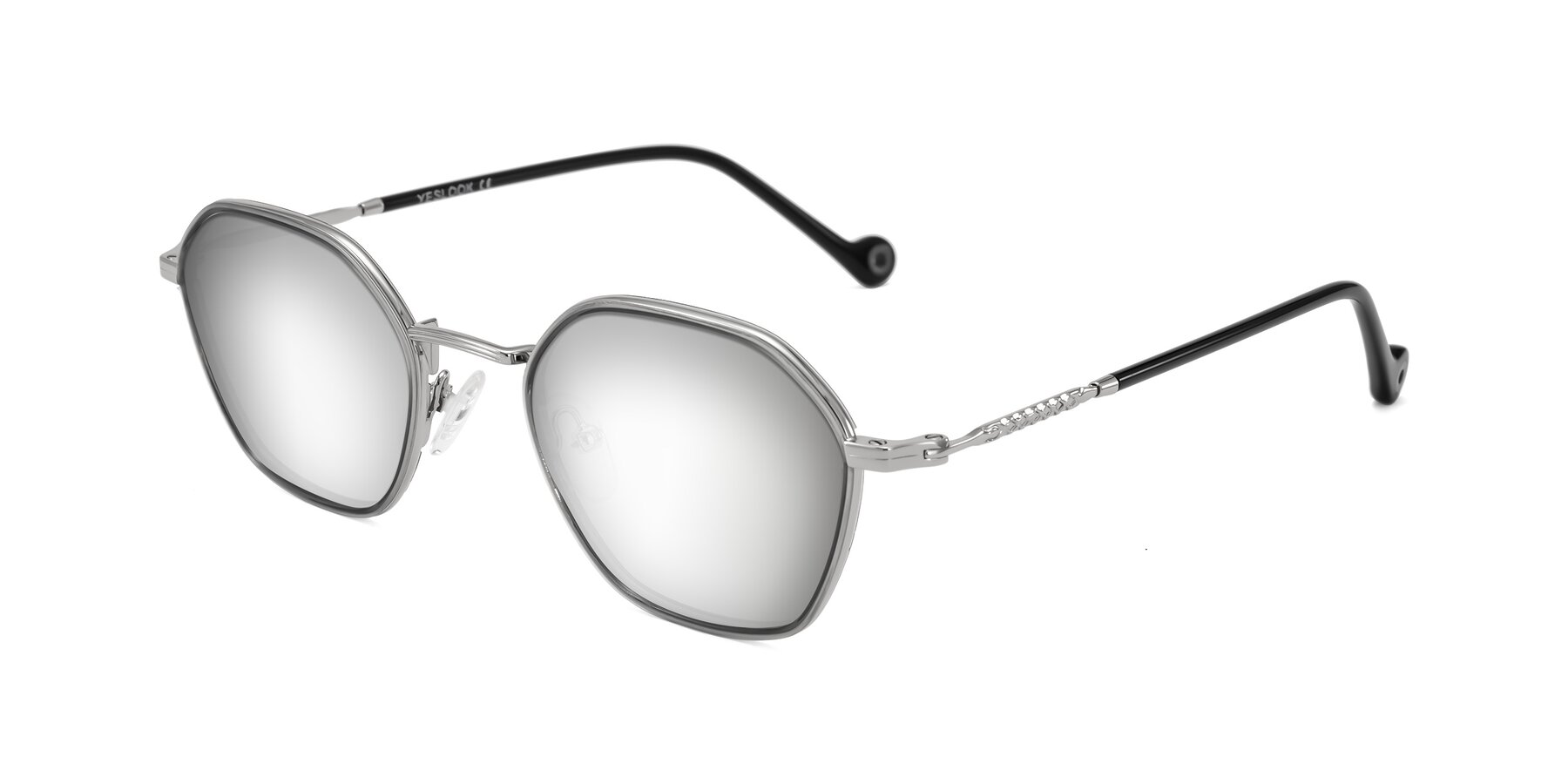 Angle of Dalon in Gray/Silver with Silver Mirrored Lenses