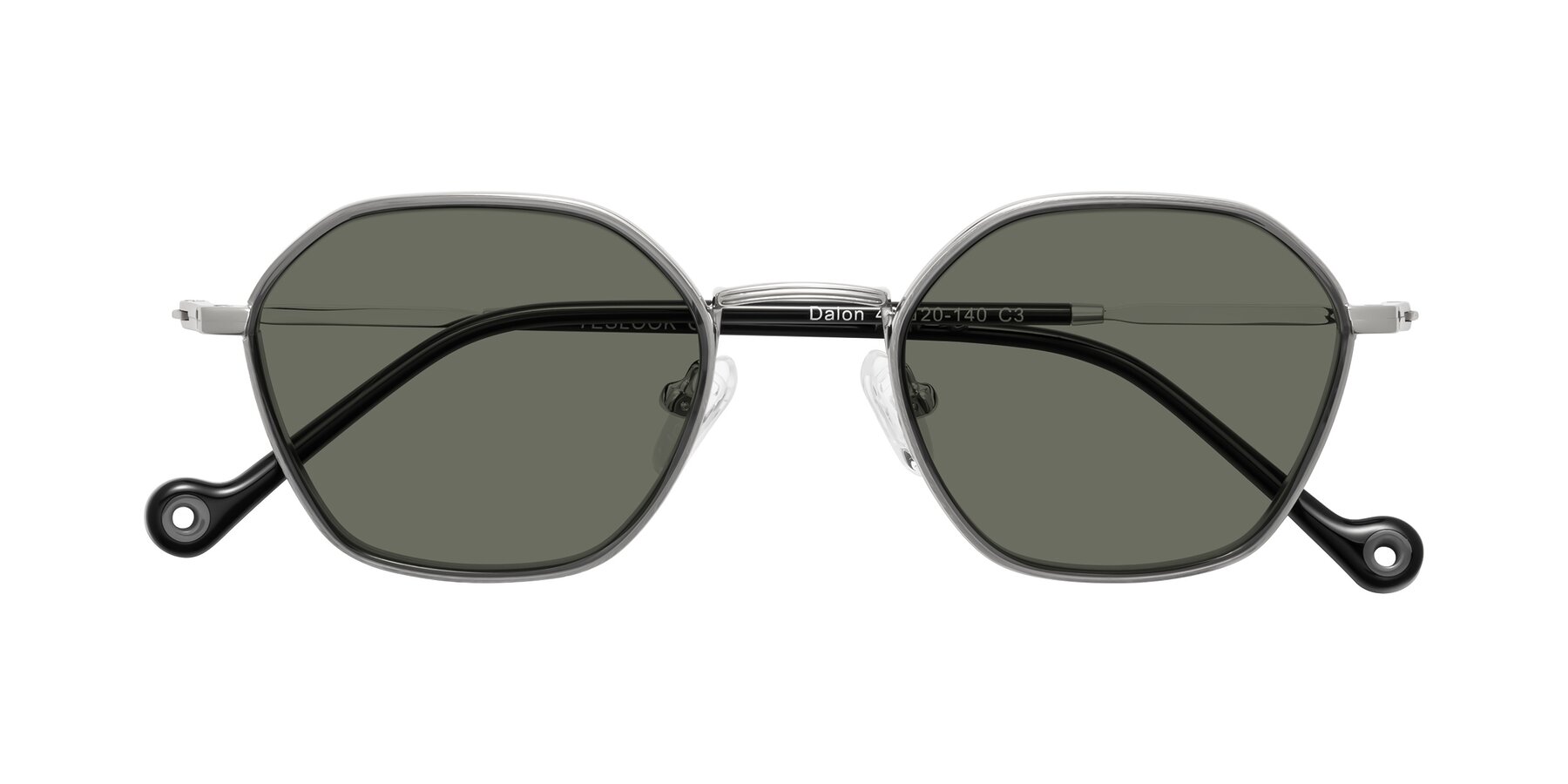 Folded Front of Dalon in Gray/Silver with Gray Polarized Lenses