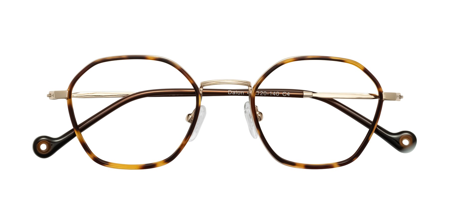 Folded Front of Dalon in Leopard-Print/Gold with Clear Eyeglass Lenses