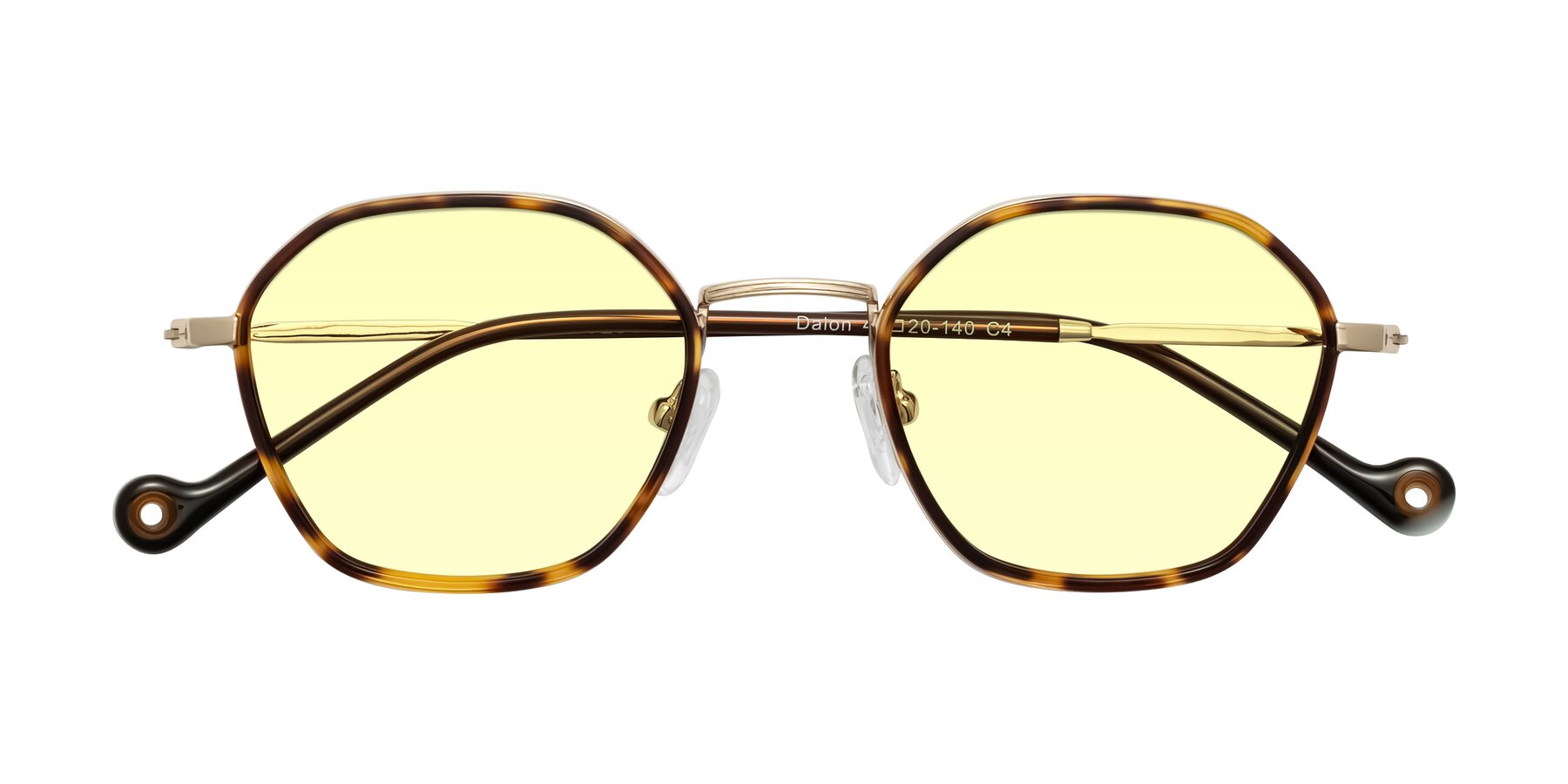 Folded Front of Dalon in Leopard-Print/Gold with Light Yellow Tinted Lenses