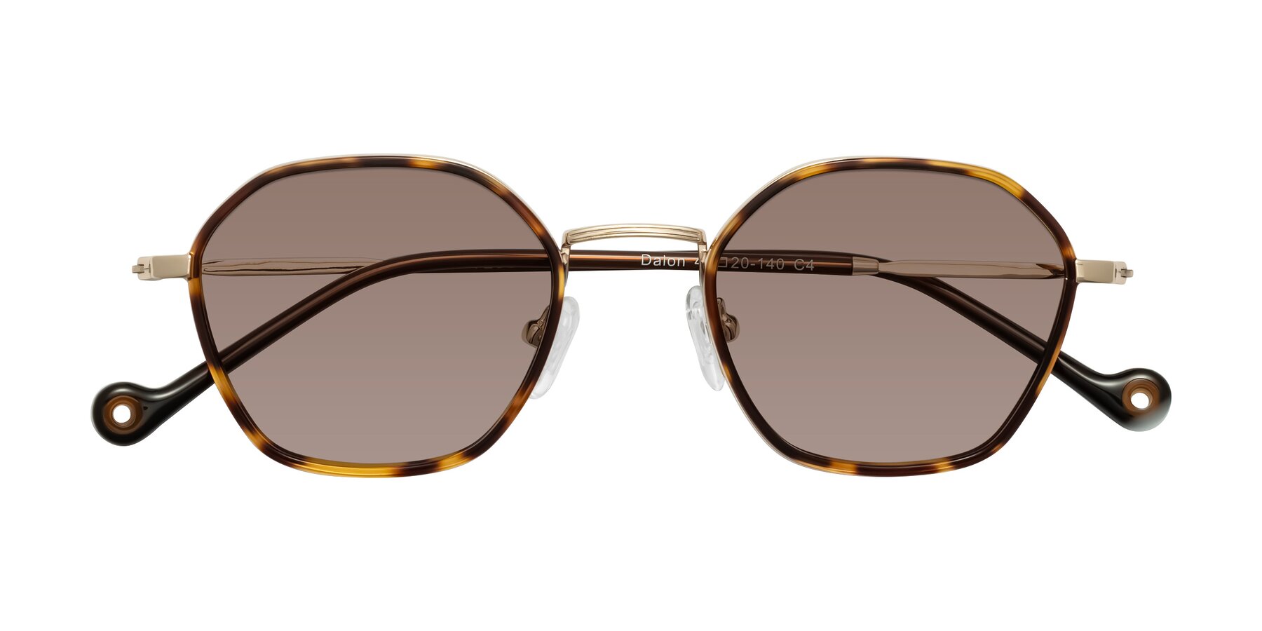 Folded Front of Dalon in Leopard-Print/Gold with Medium Brown Tinted Lenses