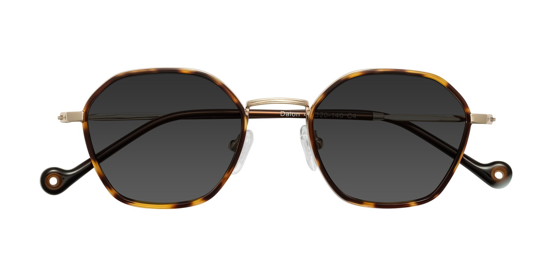 Folded Front of Dalon in Leopard-Print/Gold with Gray Tinted Lenses