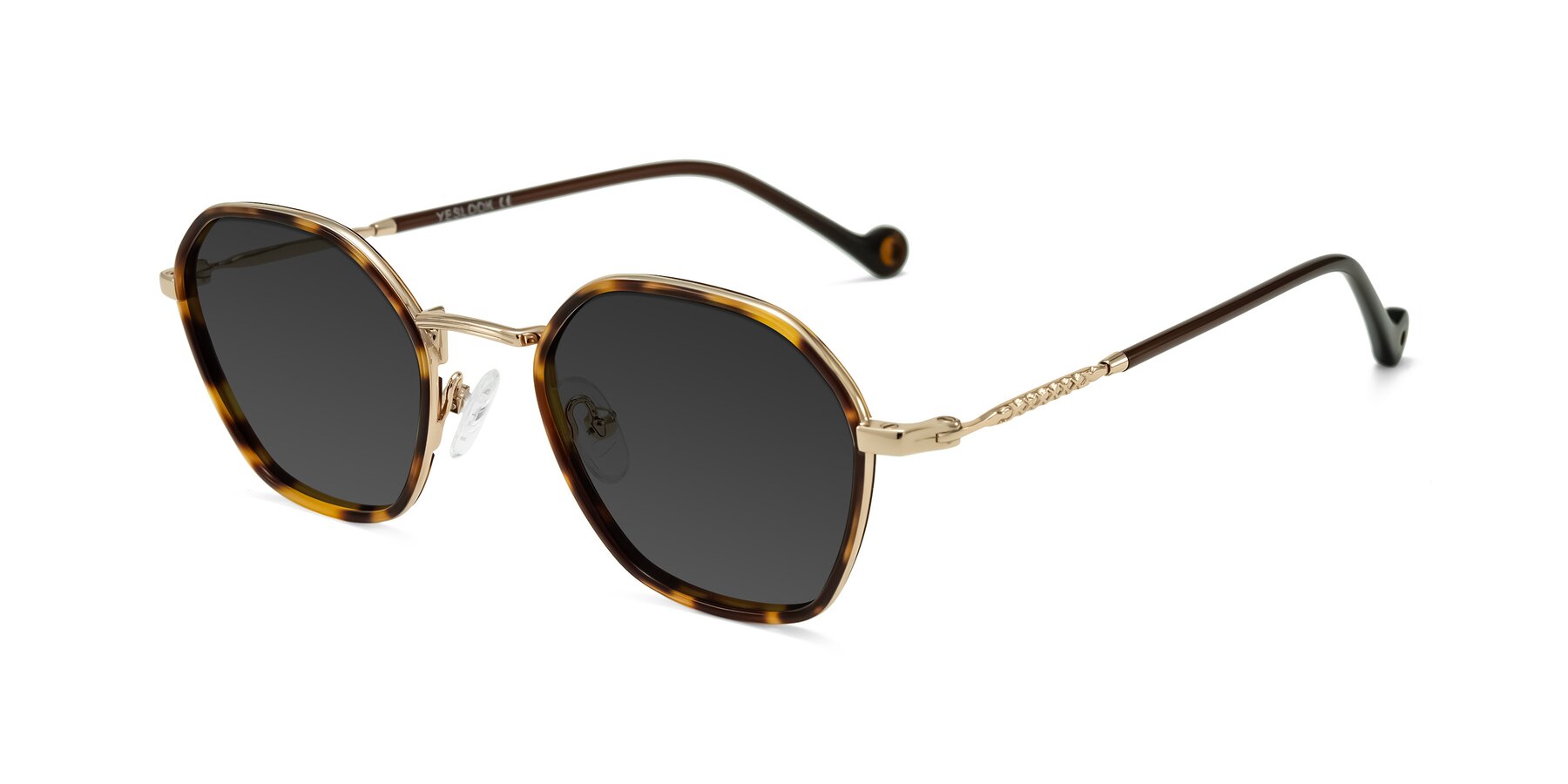 Angle of Dalon in Leopard-Print/Gold with Gray Tinted Lenses