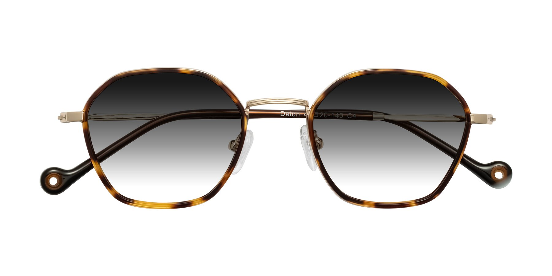 Folded Front of Dalon in Leopard-Print/Gold with Gray Gradient Lenses