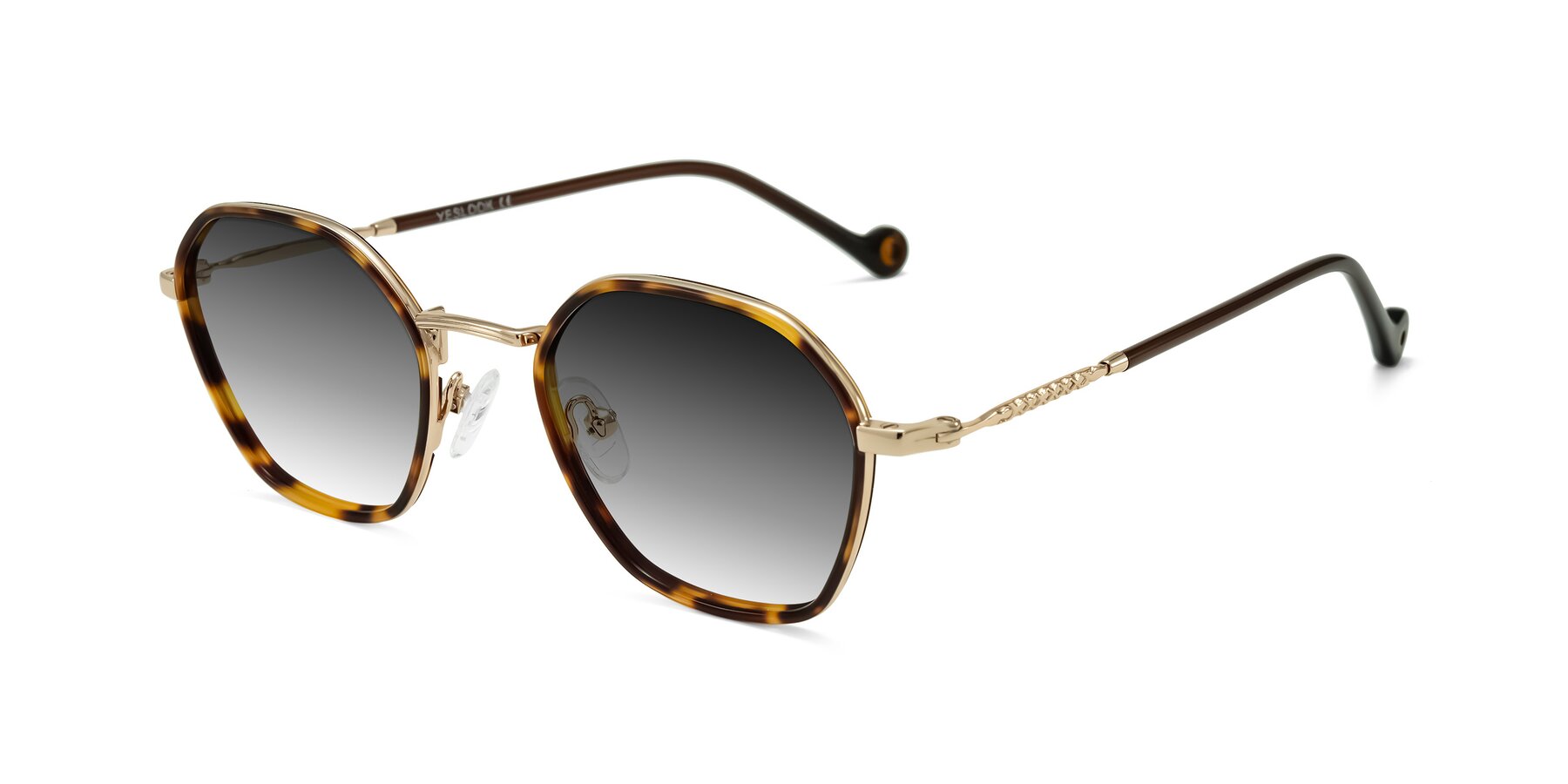 Angle of Dalon in Leopard-Print/Gold with Gray Gradient Lenses