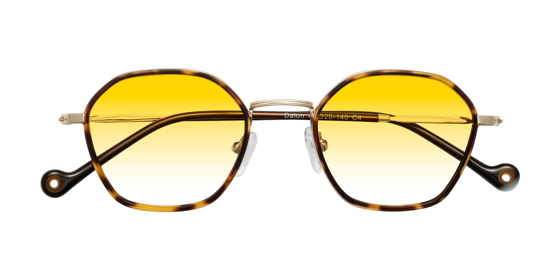 Folded Front of Dalon in Leopard-Print/Gold with Yellow Gradient Lenses
