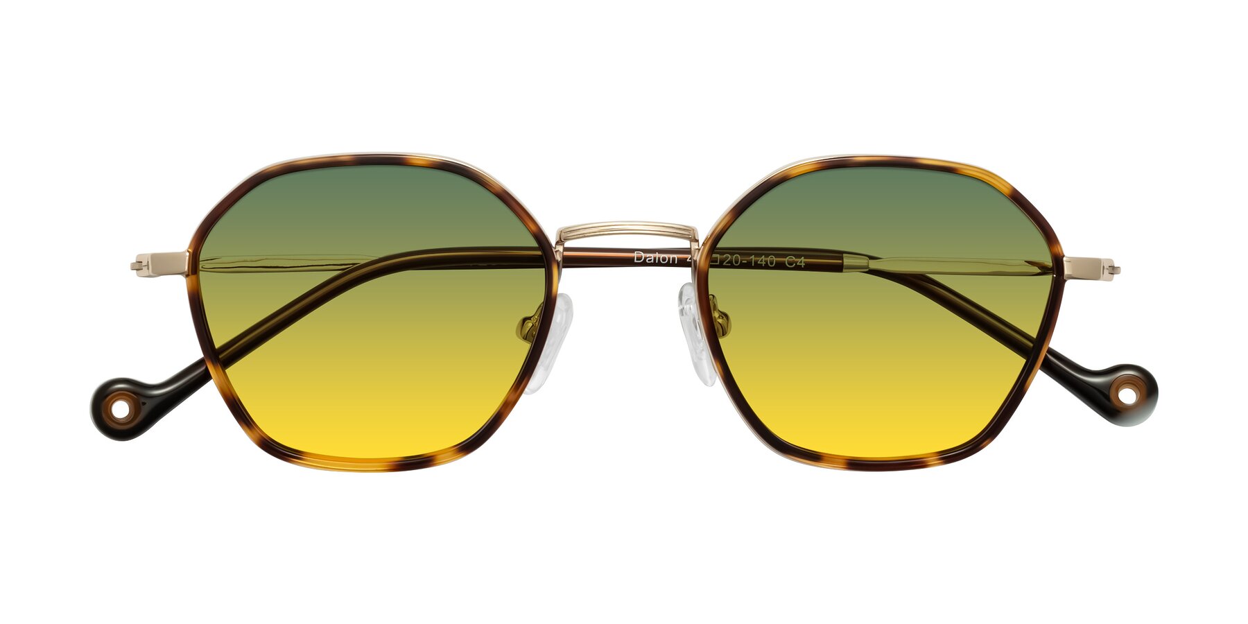 Folded Front of Dalon in Leopard-Print/Gold with Green / Yellow Gradient Lenses