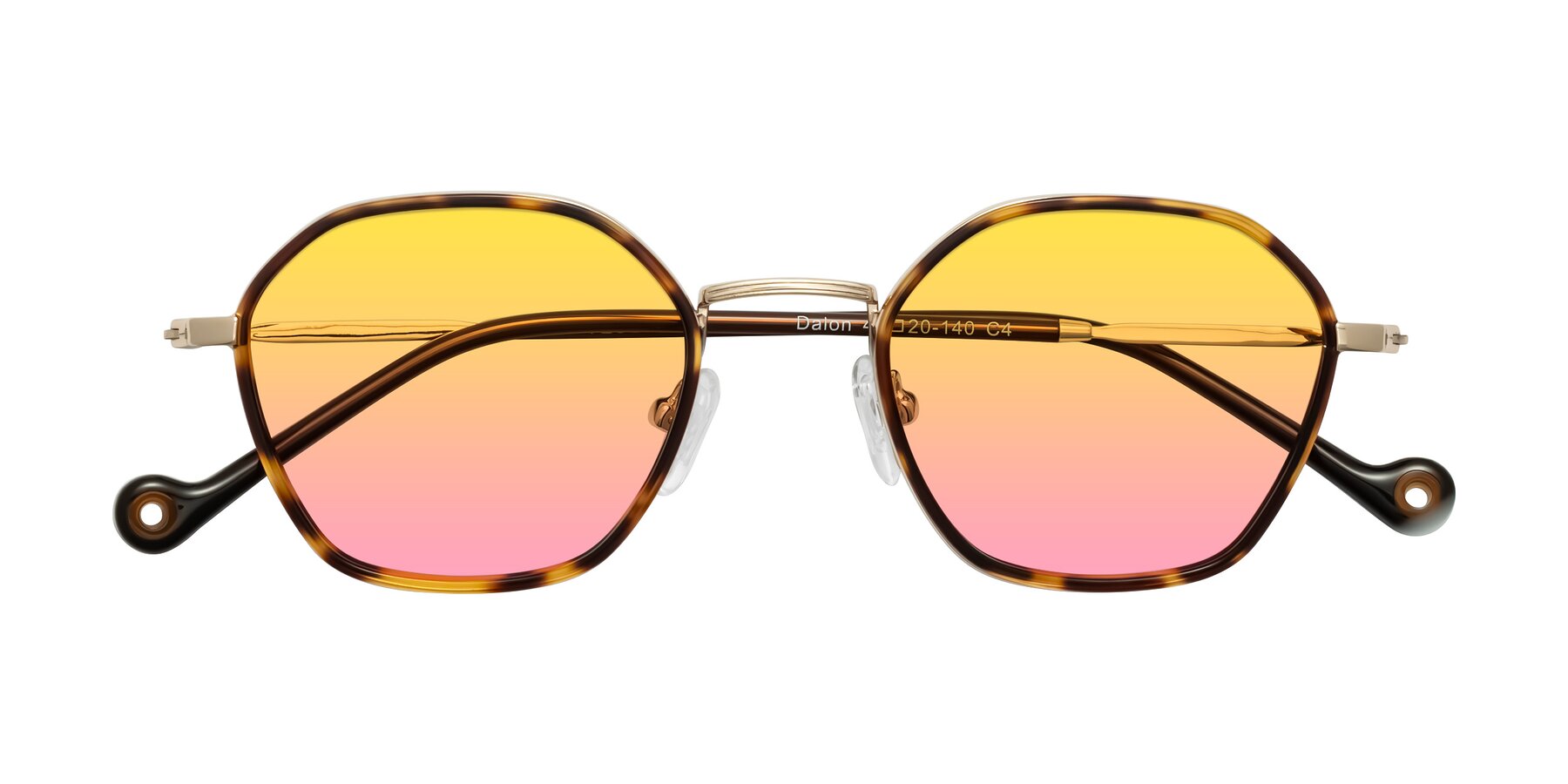 Folded Front of Dalon in Leopard-Print/Gold with Yellow / Pink Gradient Lenses