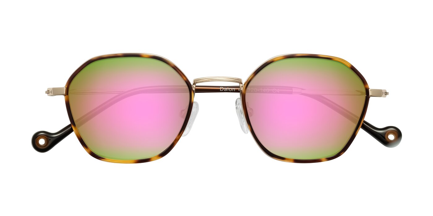 Dalon - Leopard-Print/Gold Flash Mirrored Sunglasses