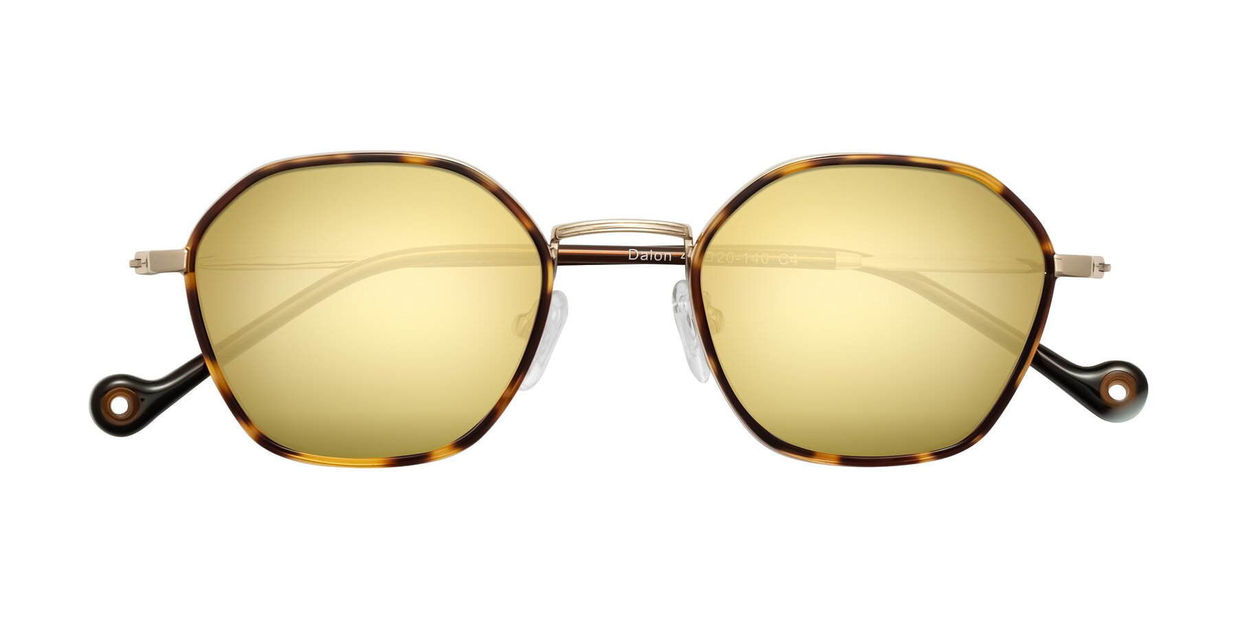 Folded Front of Dalon in Leopard-Print/Gold with Gold Mirrored Lenses