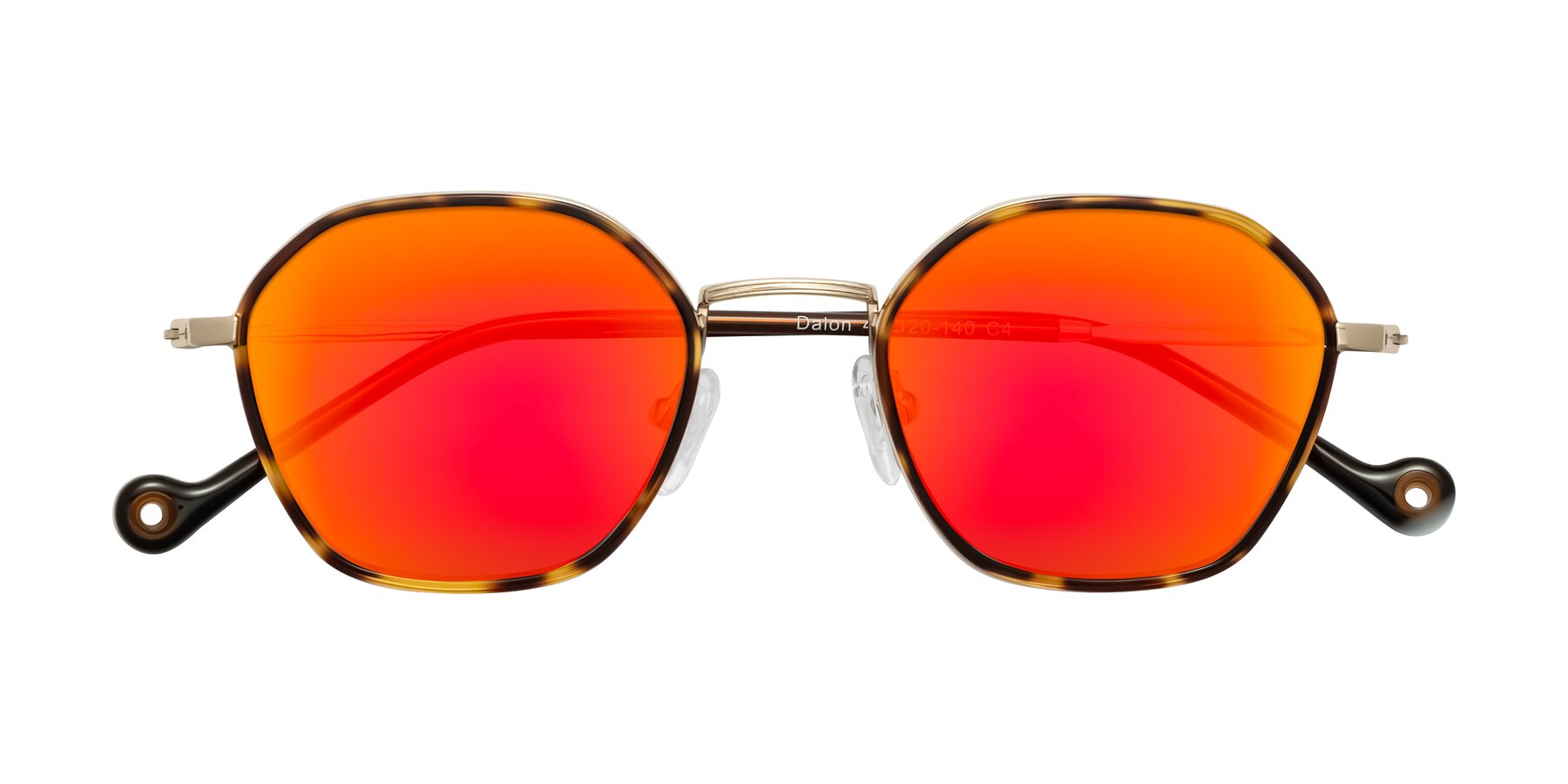 Folded Front of Dalon in Leopard-Print/Gold with Red Gold Mirrored Lenses