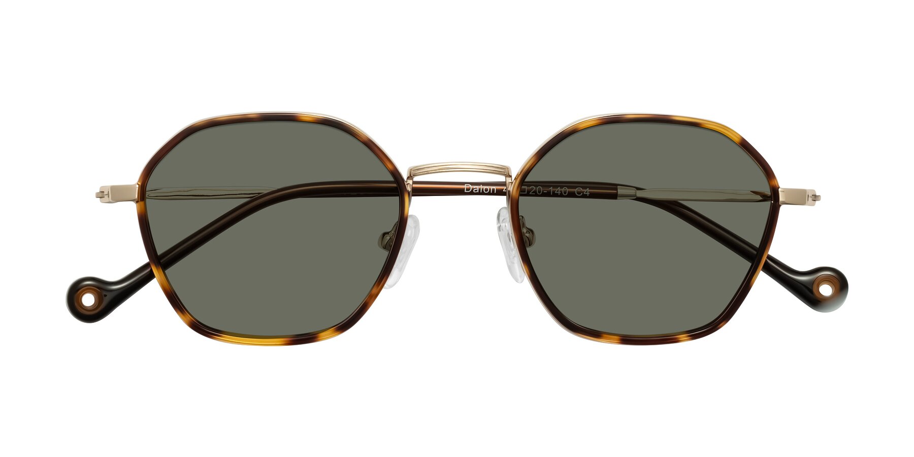 Folded Front of Dalon in Leopard-Print/Gold with Gray Polarized Lenses