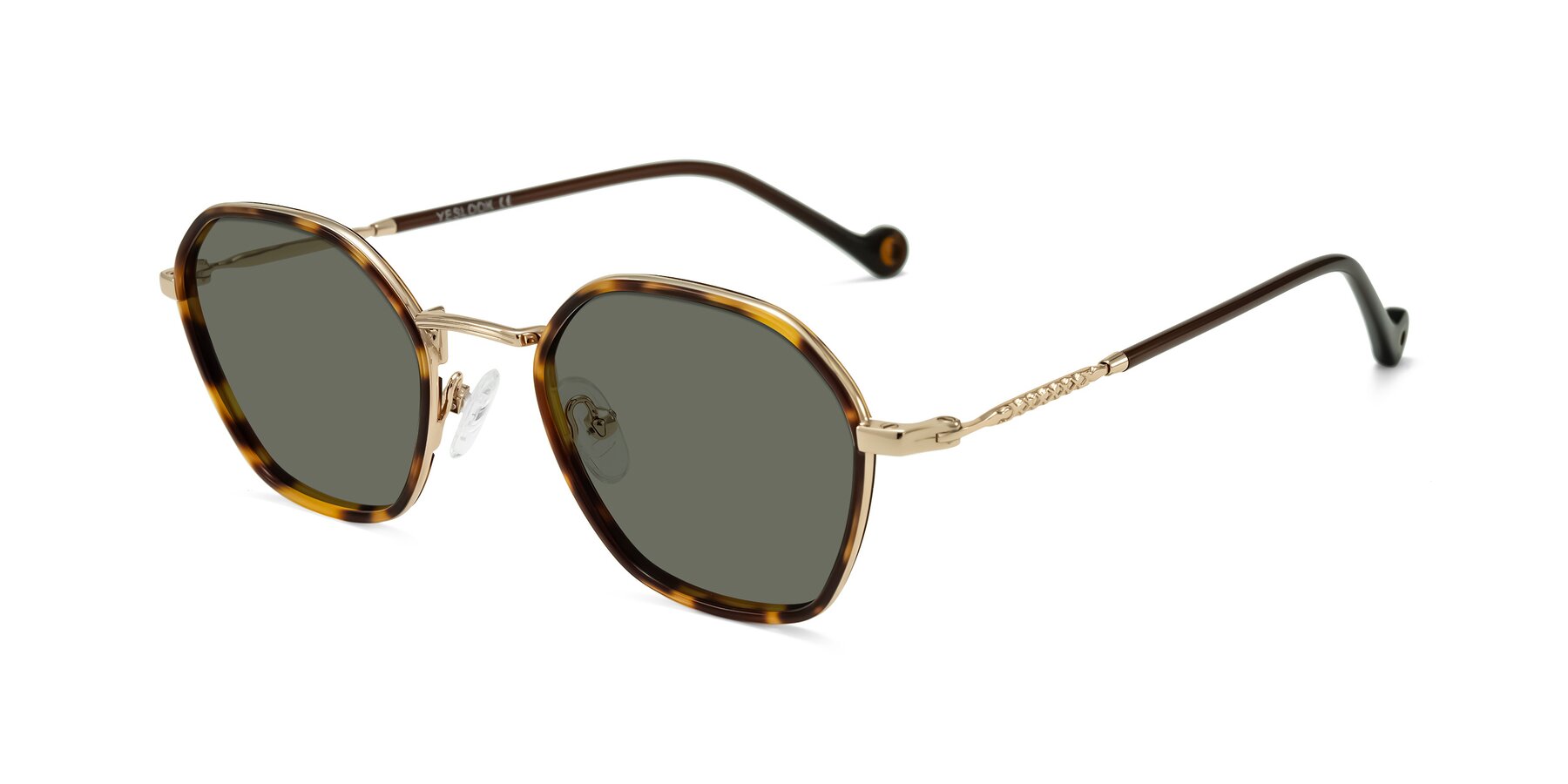 Angle of Dalon in Leopard-Print/Gold with Gray Polarized Lenses