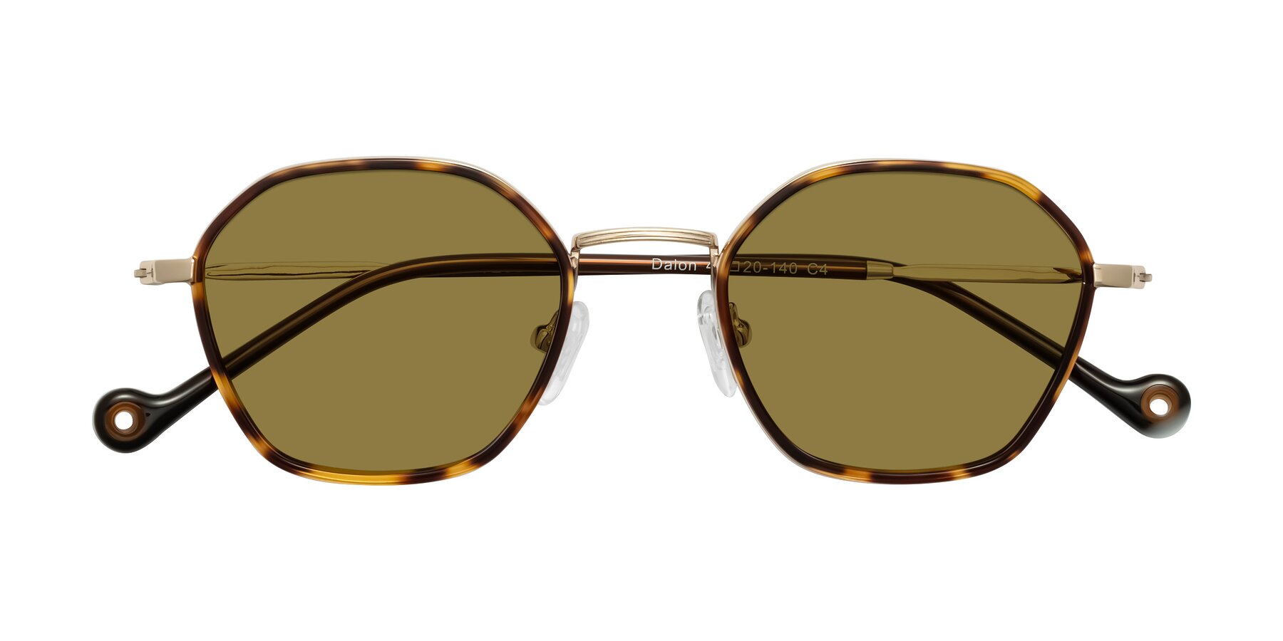 Folded Front of Dalon in Leopard-Print/Gold with Brown Polarized Lenses