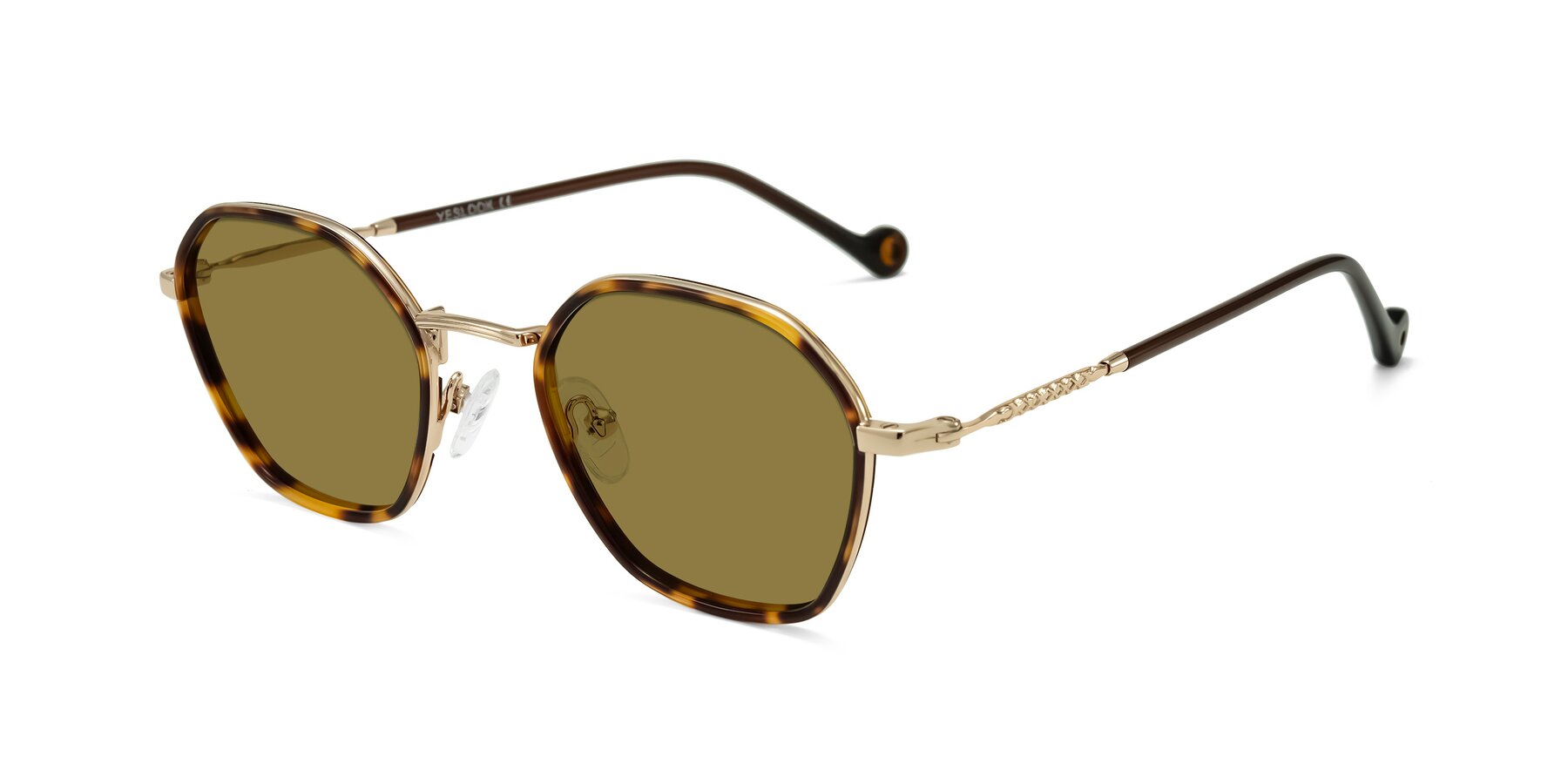 Angle of Dalon in Leopard-Print/Gold with Brown Polarized Lenses