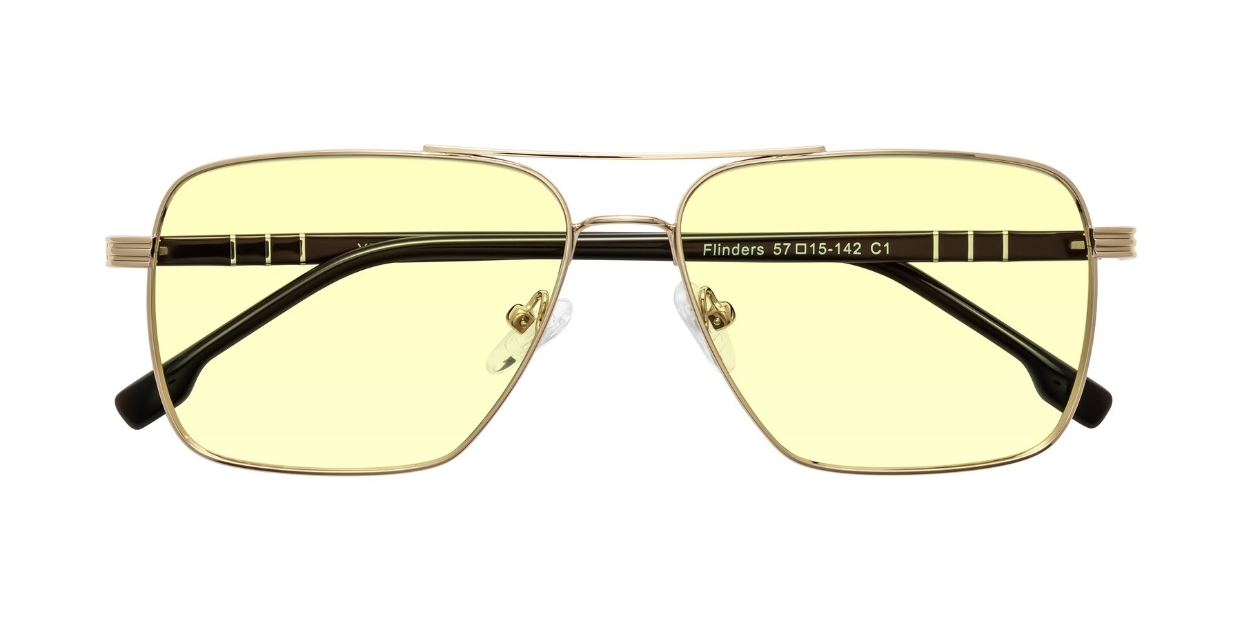 Folded Front of Flinders in Gold with Light Yellow Tinted Lenses