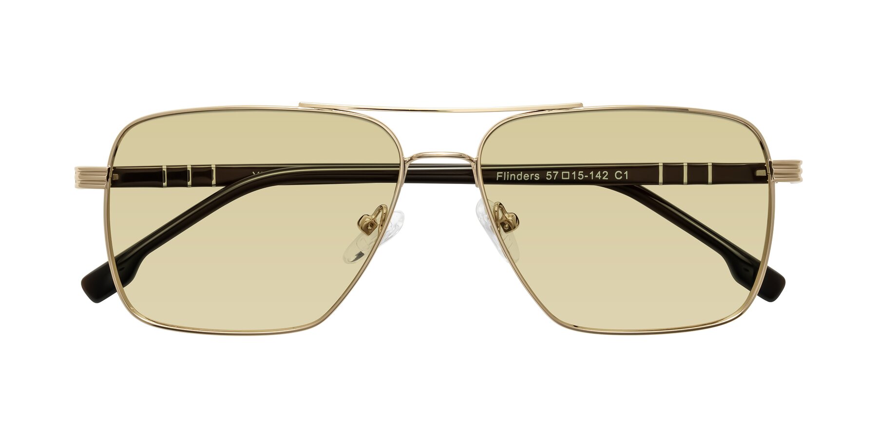 Folded Front of Flinders in Gold with Light Champagne Tinted Lenses