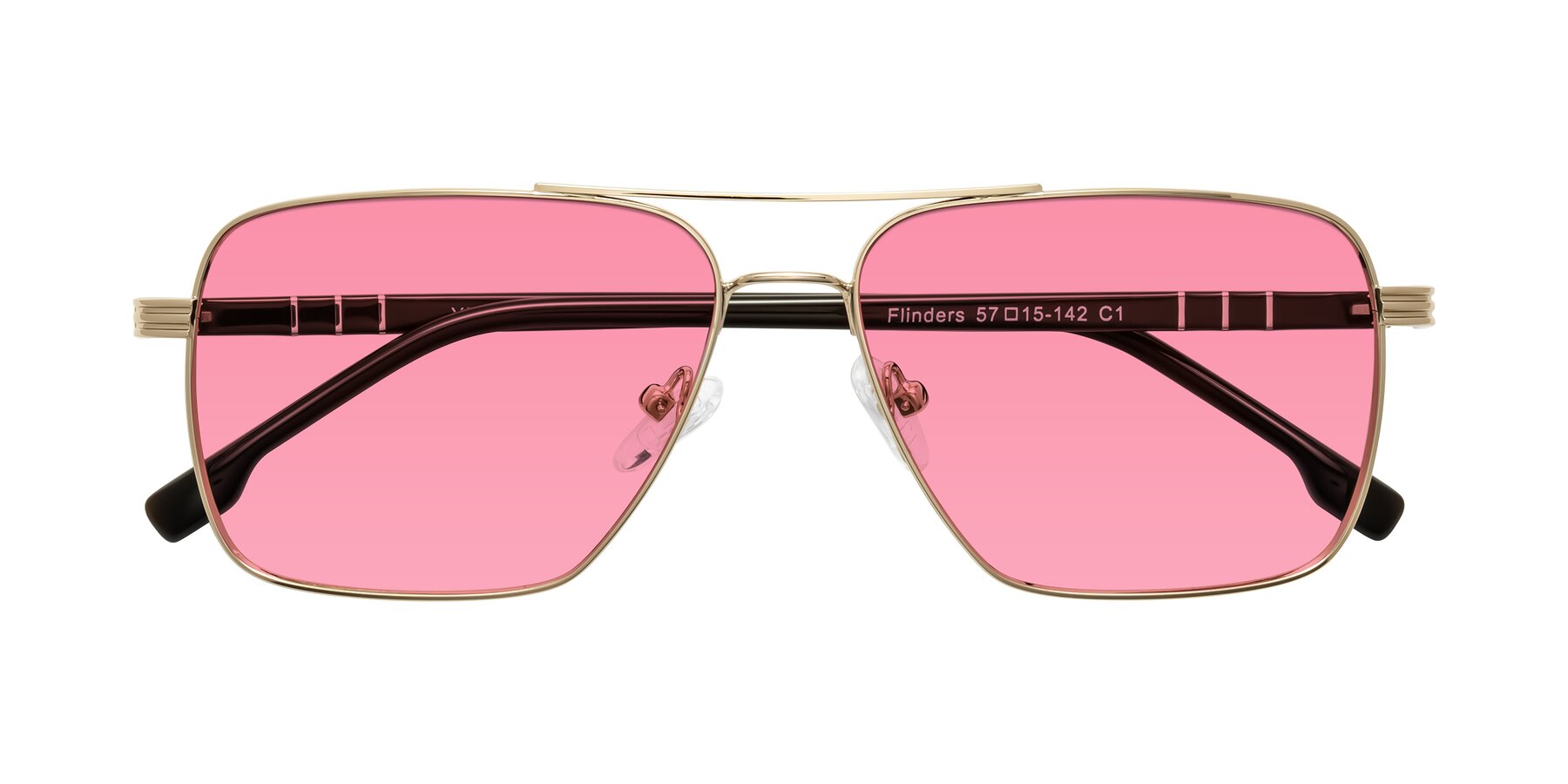Folded Front of Flinders in Gold with Pink Tinted Lenses