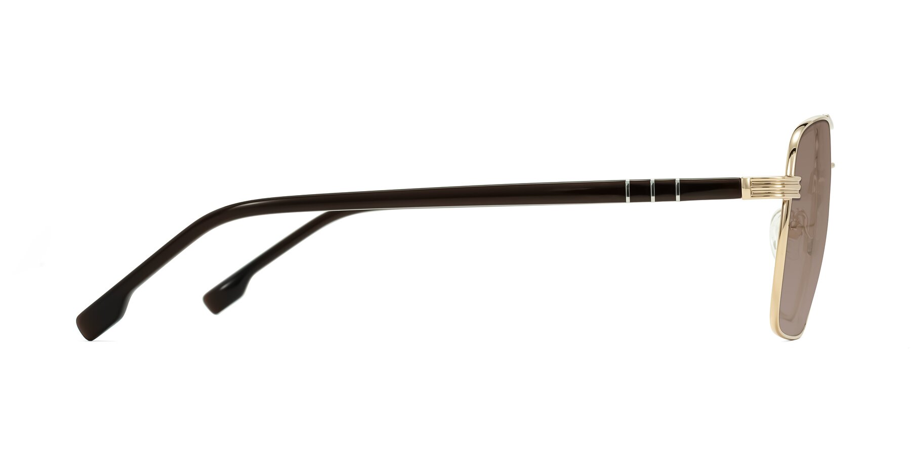 Side of Flinders in Gold with Medium Brown Tinted Lenses