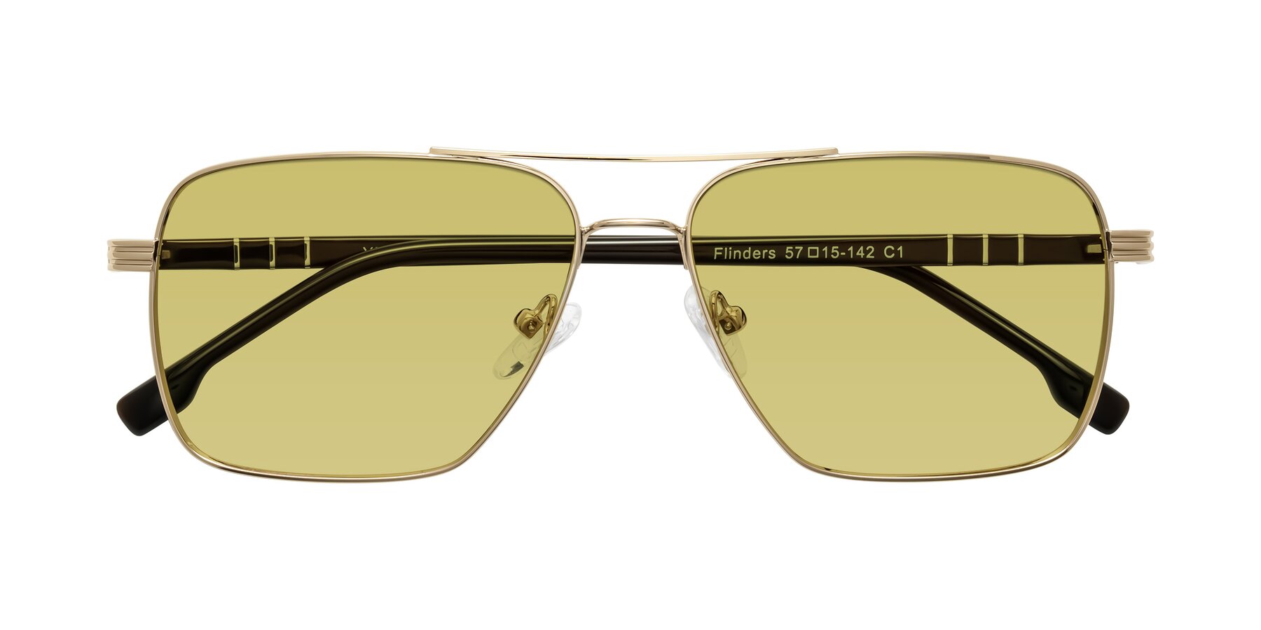 Folded Front of Flinders in Gold with Medium Champagne Tinted Lenses
