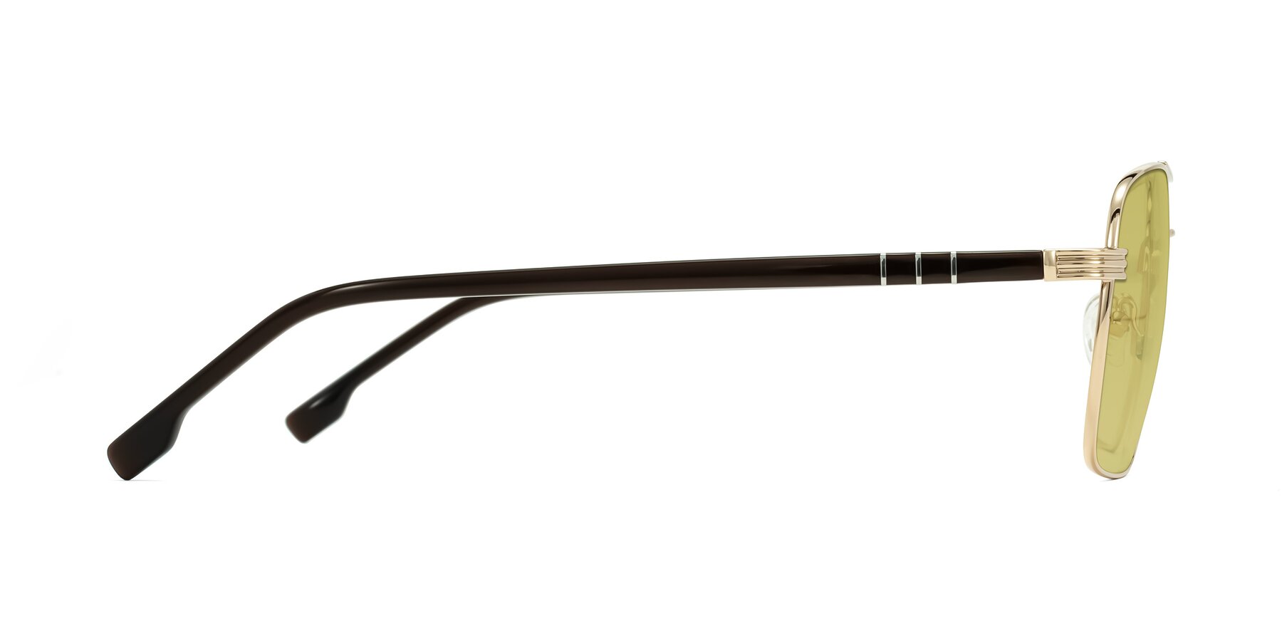 Side of Flinders in Gold with Medium Champagne Tinted Lenses