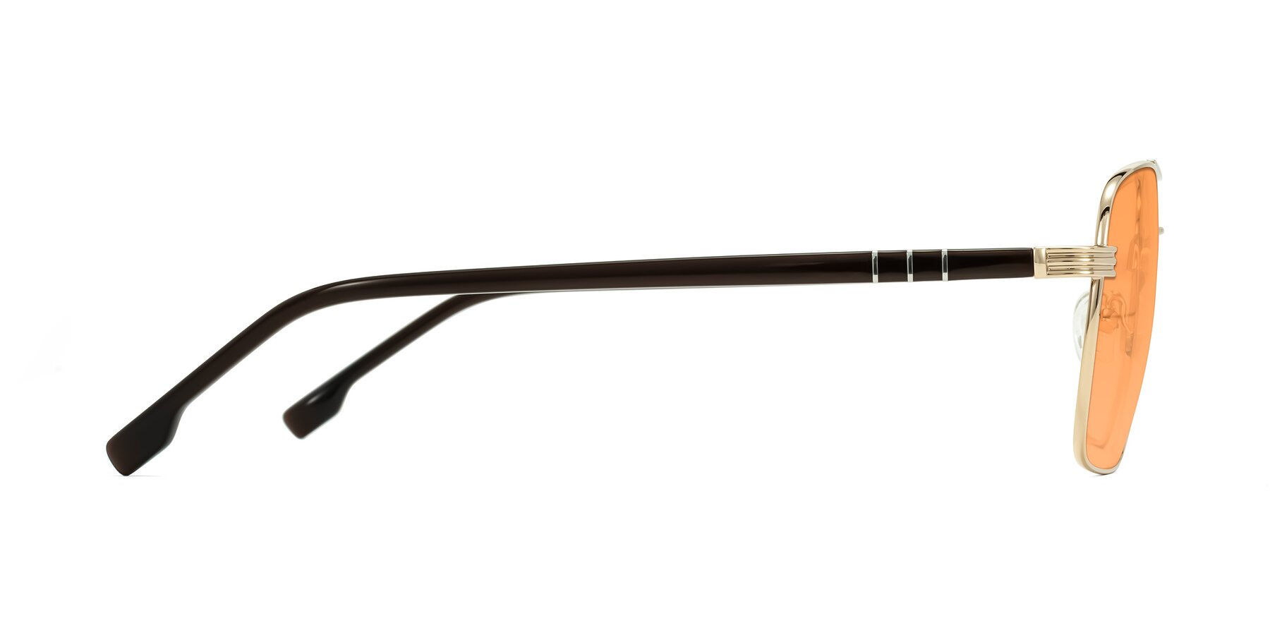 Side of Flinders in Gold with Medium Orange Tinted Lenses