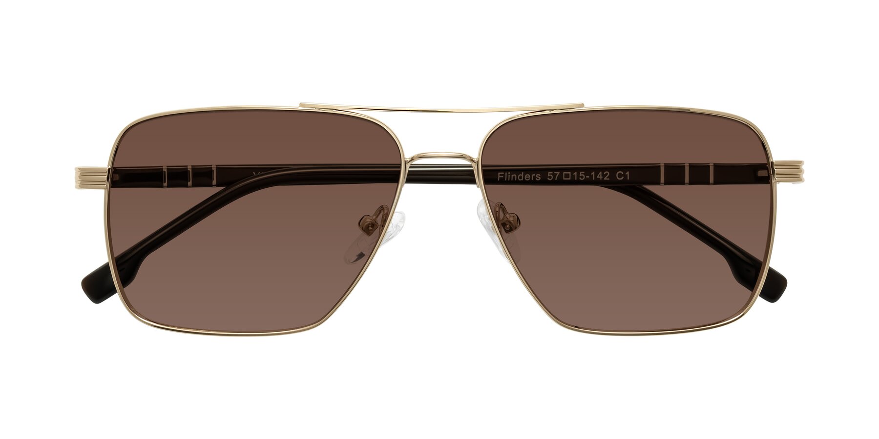 Folded Front of Flinders in Gold with Brown Tinted Lenses