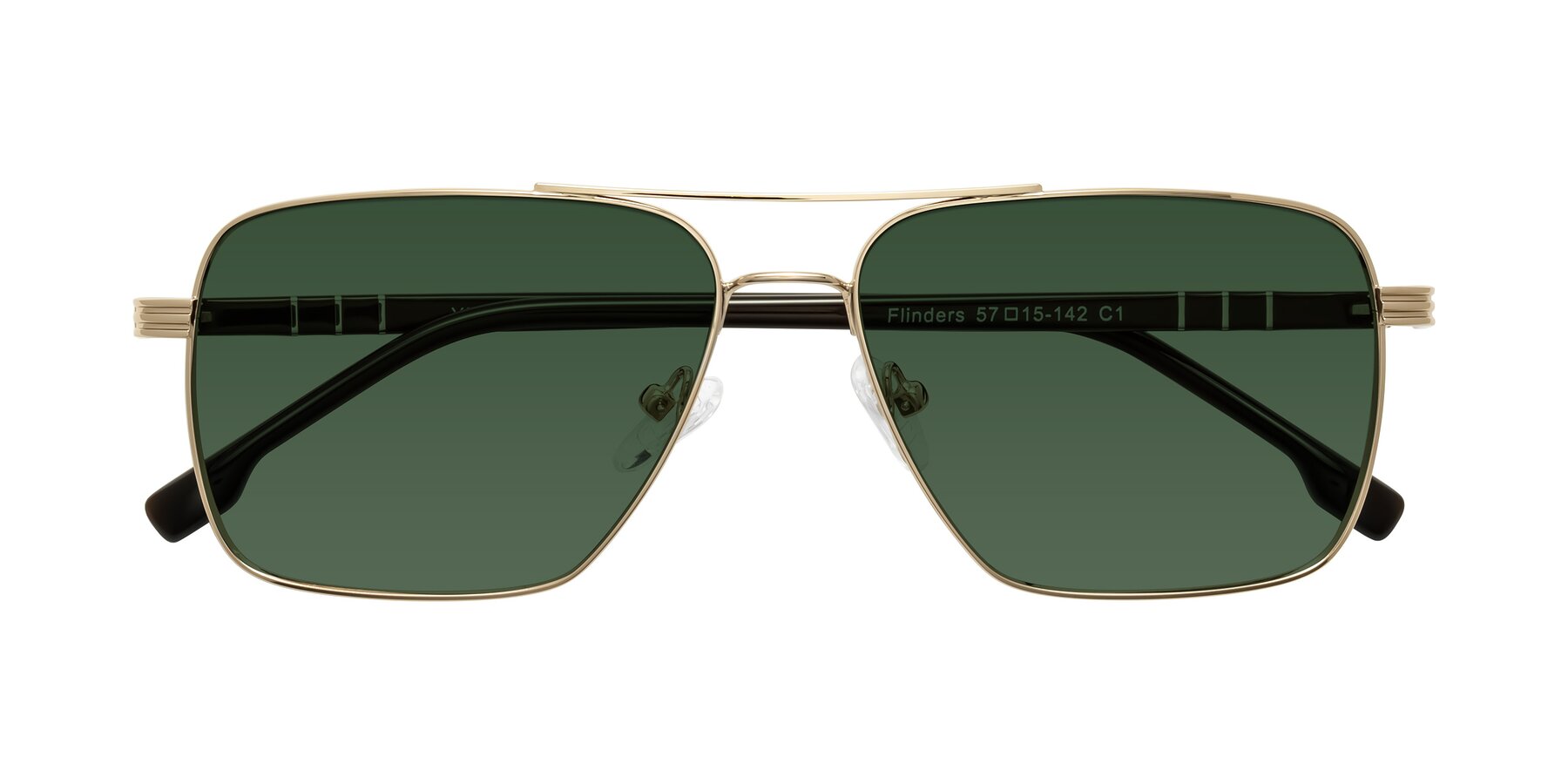 Folded Front of Flinders in Gold with Green Tinted Lenses