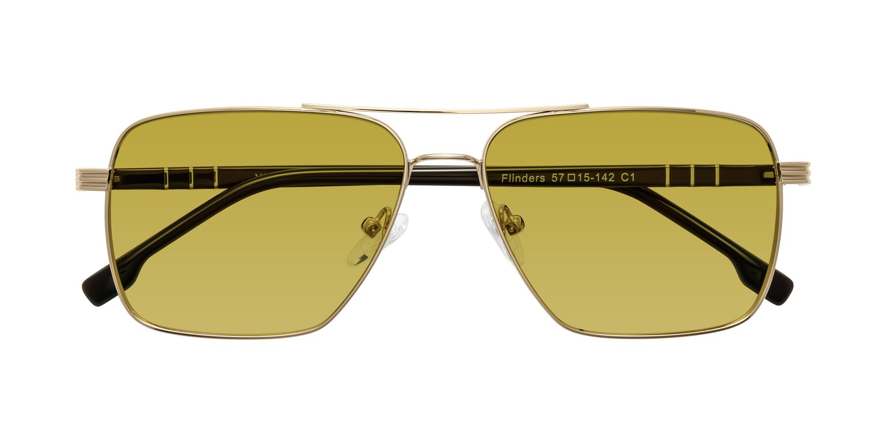 Folded Front of Flinders in Gold with Champagne Tinted Lenses