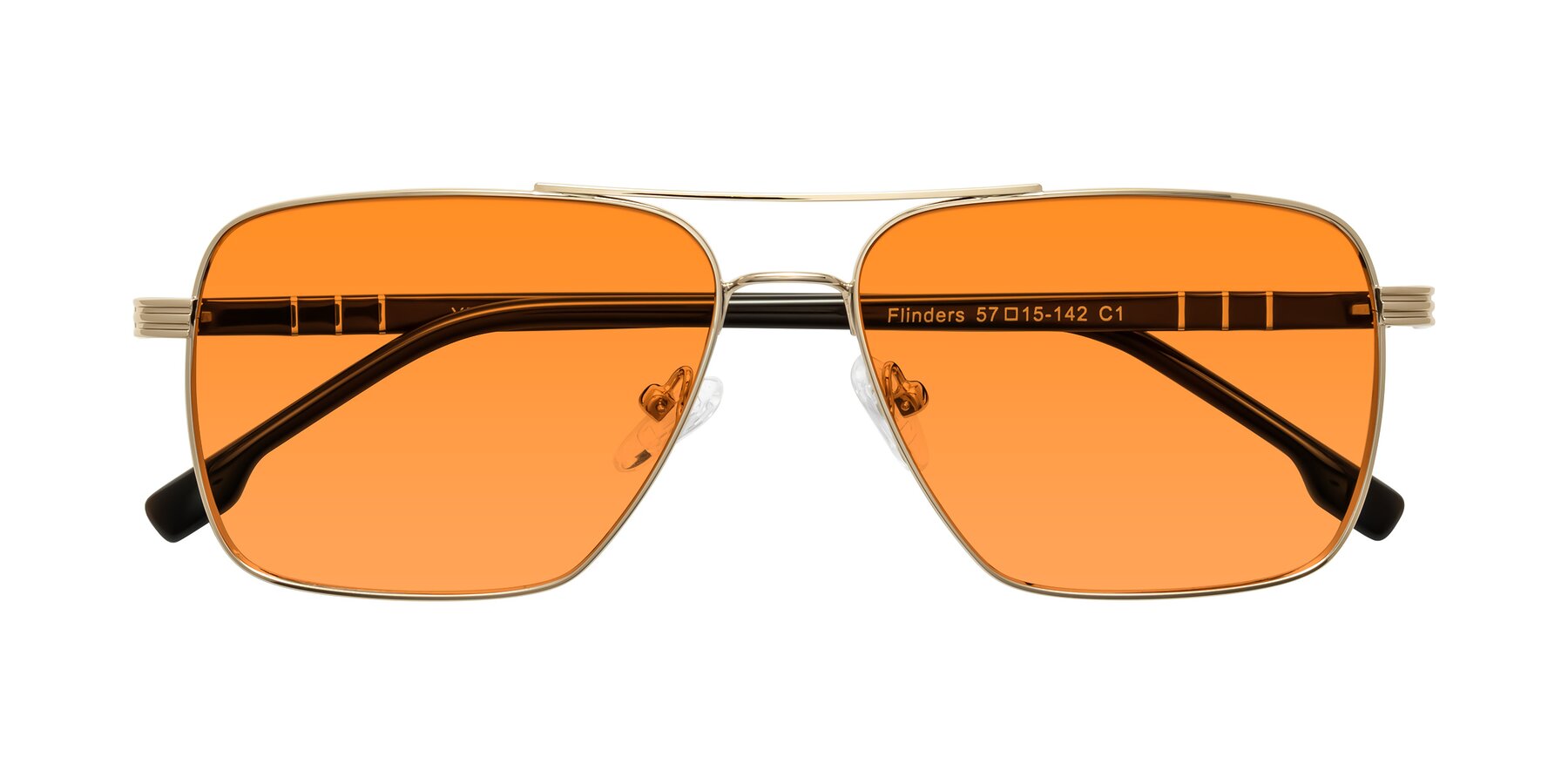 Folded Front of Flinders in Gold with Orange Tinted Lenses