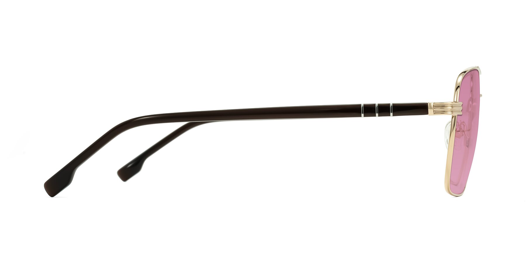 Side of Flinders in Gold with Medium Wine Tinted Lenses